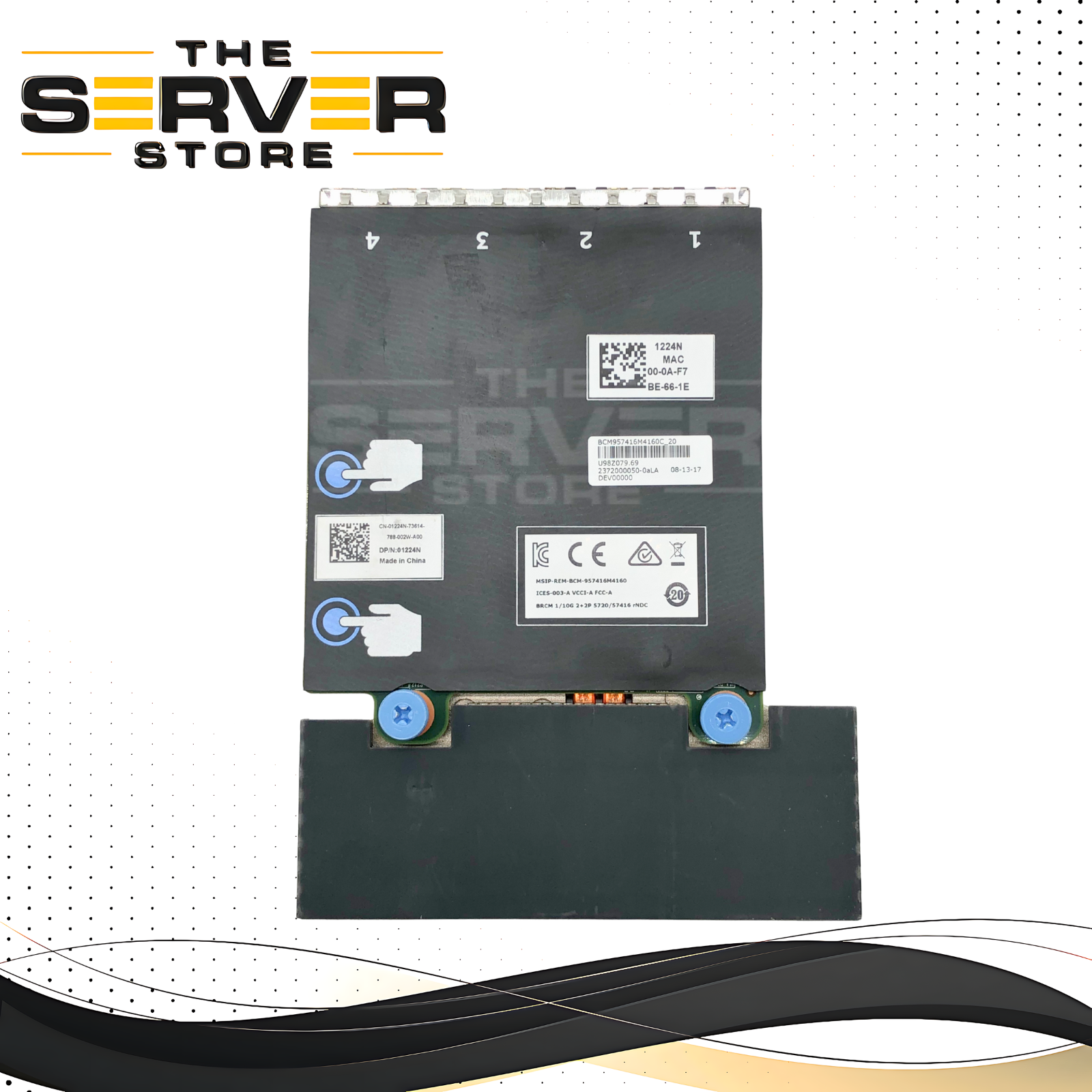 Dell Broadcom 57416 Quad-Port (2x 10GbE + 2x 1GbE) Base-T Network Daughter Card (NDC) / Network Adapter. P/N: 1224N, 01224N.