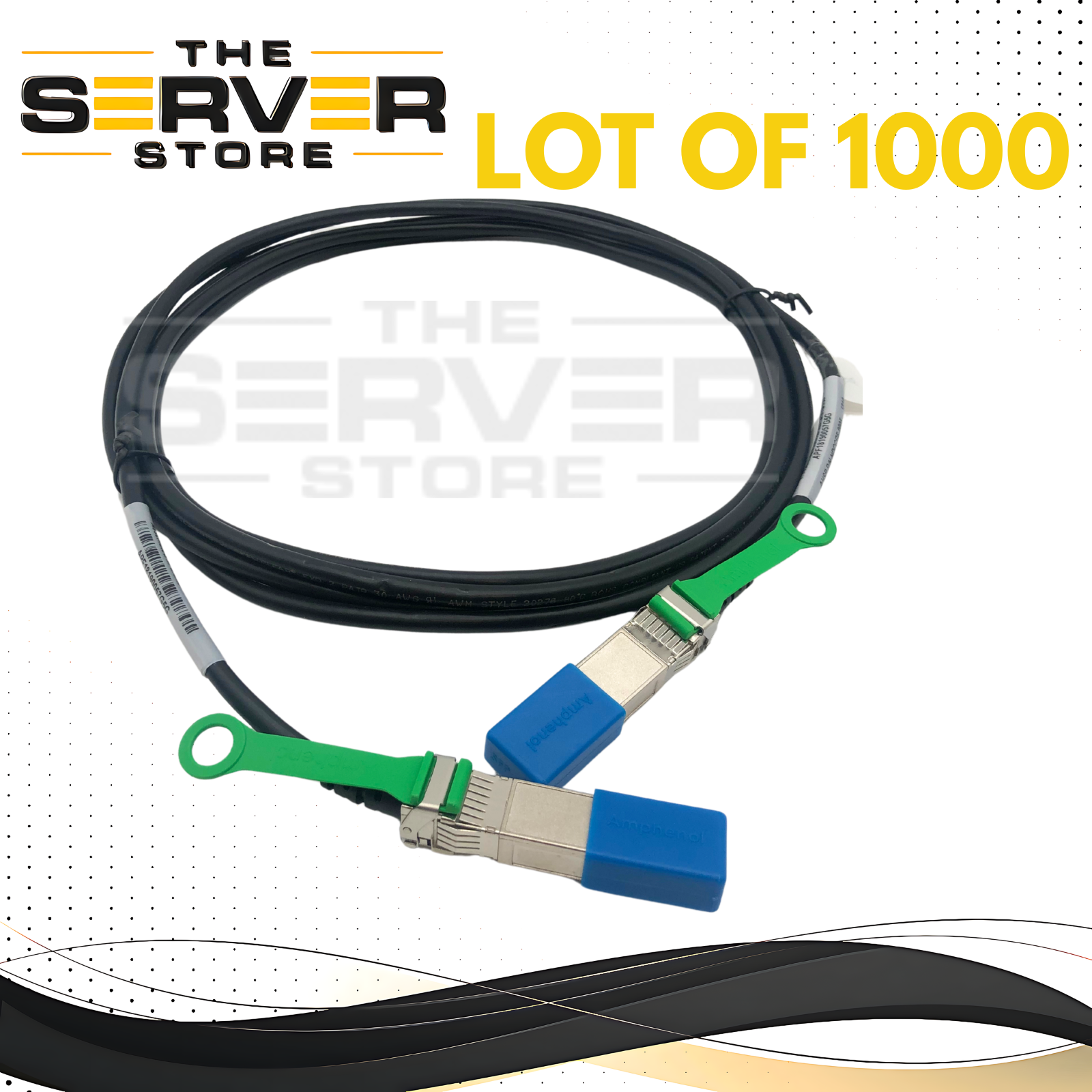 (LOT OF 1000) Amphenol 10G/25G SFP+ SFP28 DAC 3m Twinax Cable NDCCGF-0005