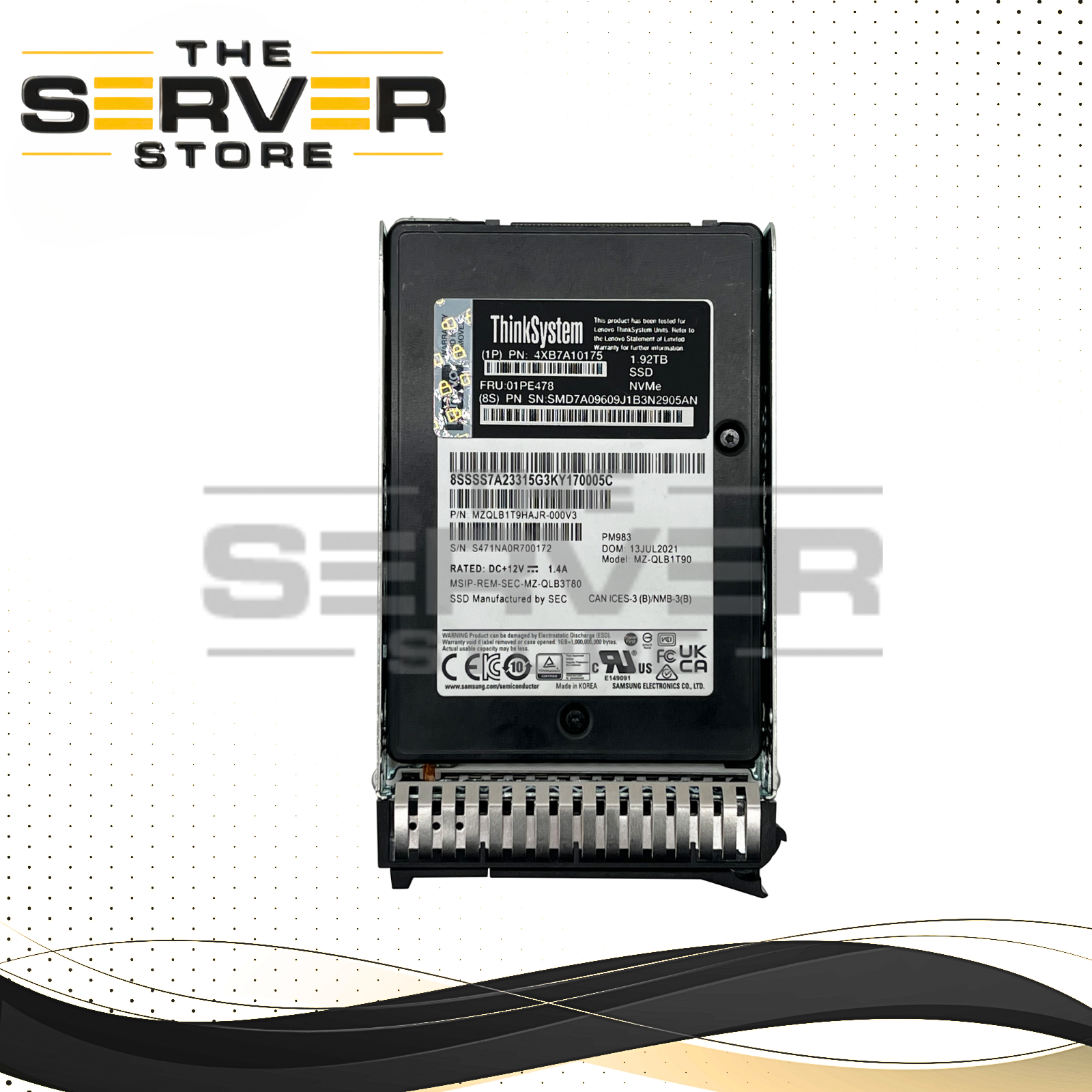 Lenovo 1.92TB NVMe U.2 PCIe 3.0 x4 SFF 2.5" SSD Samsung PM983 4XB7A10175 01PE478