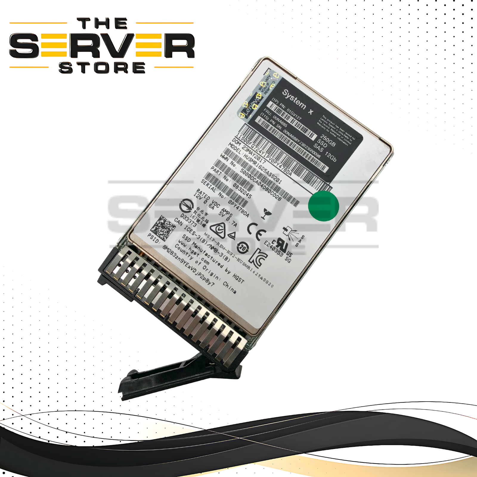 Lenovo System X HGST Ultrastar DC SS200 250GB SAS 12Gbps 2.5" SFF Solid State Drive (SSD), Includes Drive Tray. P/N: 00NA685.