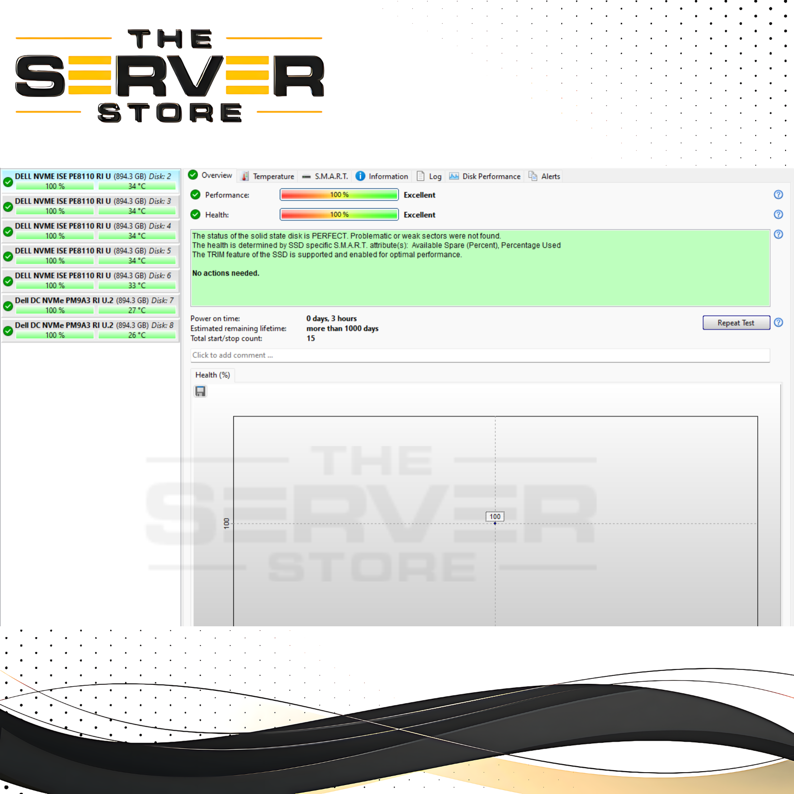 Dell SK-Hynix 960GB U.2 PCIe Gen4 NVMe Read Intensive (RI) TLC 2.5-inch Solid State Drive (SSD) with 14-Gen Tray. * (0-10 POH) 100% Health. * P/N: 26WJ0.