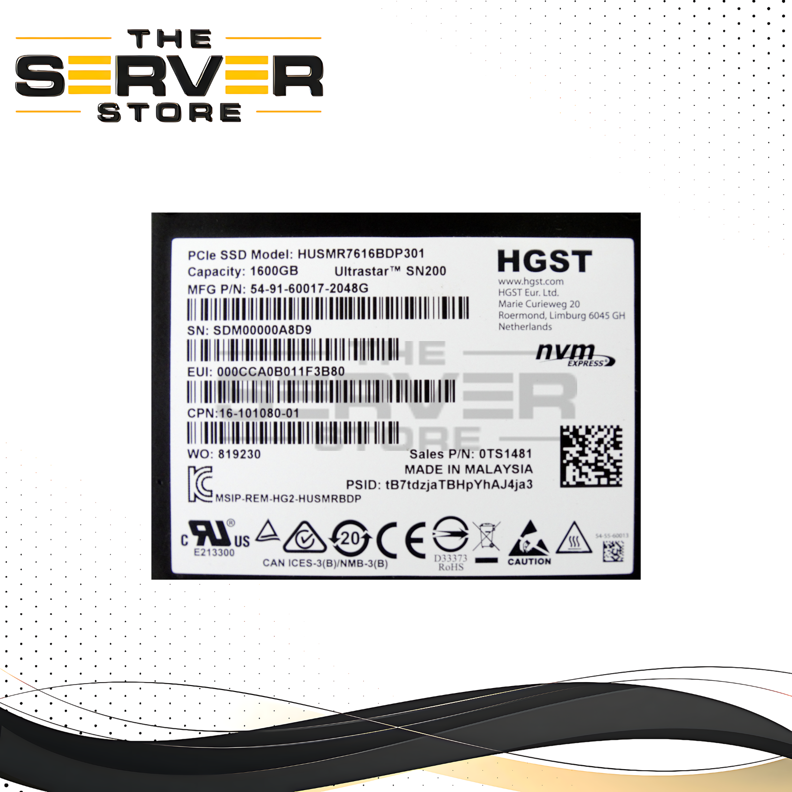 HGST 1.6TB NVMe U.2 SFF 2.5" SSD Ultrastar SN200 HUSMR7616BDP301