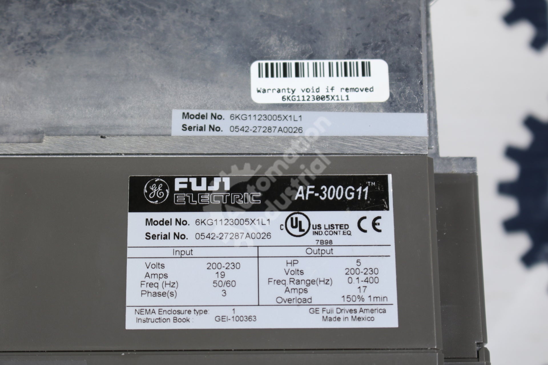 General Electric GE Fuji 6KG1123005X1L1 5HP AC Drive OPEN BOX