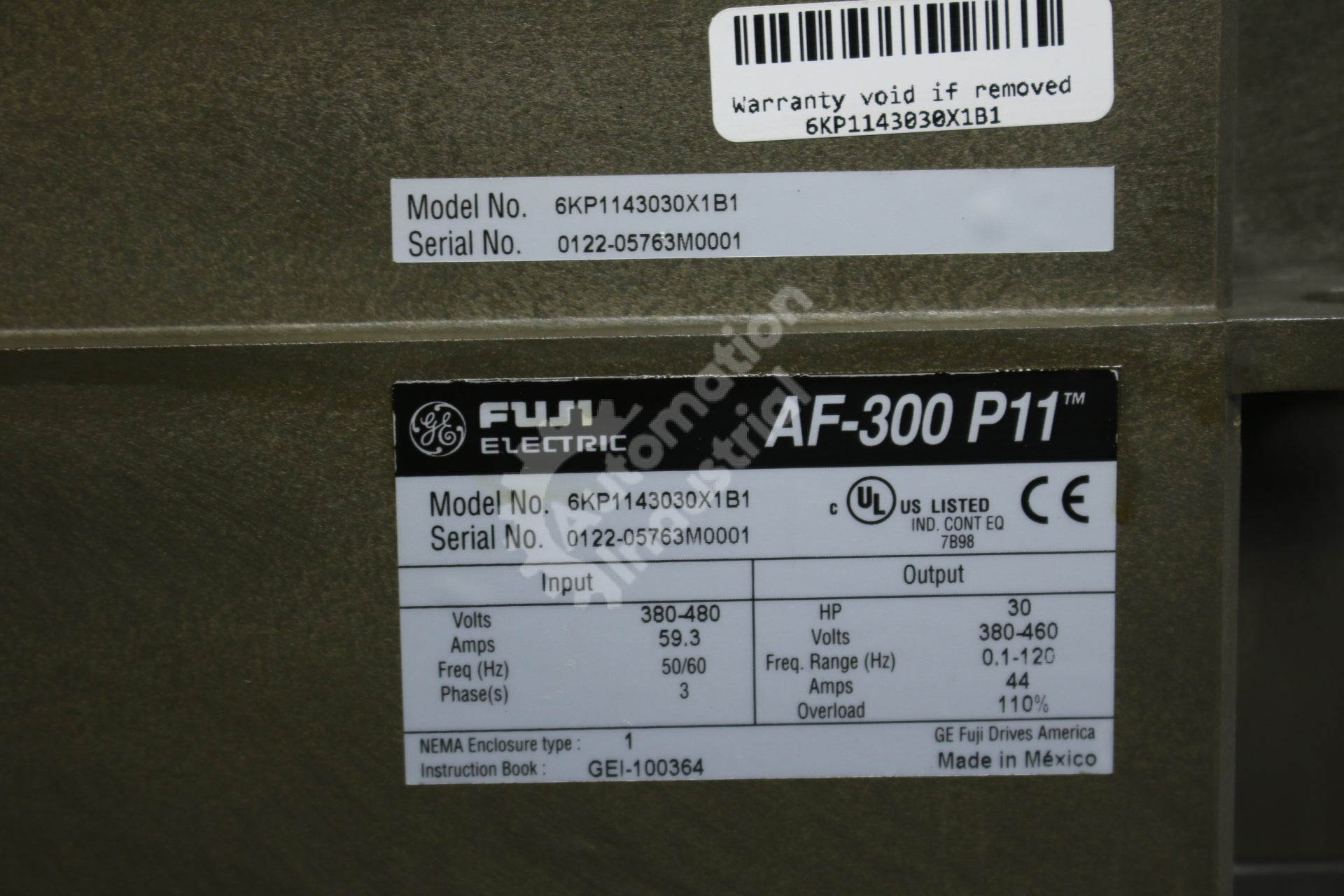 General Electric GE Fuji 6KP1143030X1B1 30HP Drive