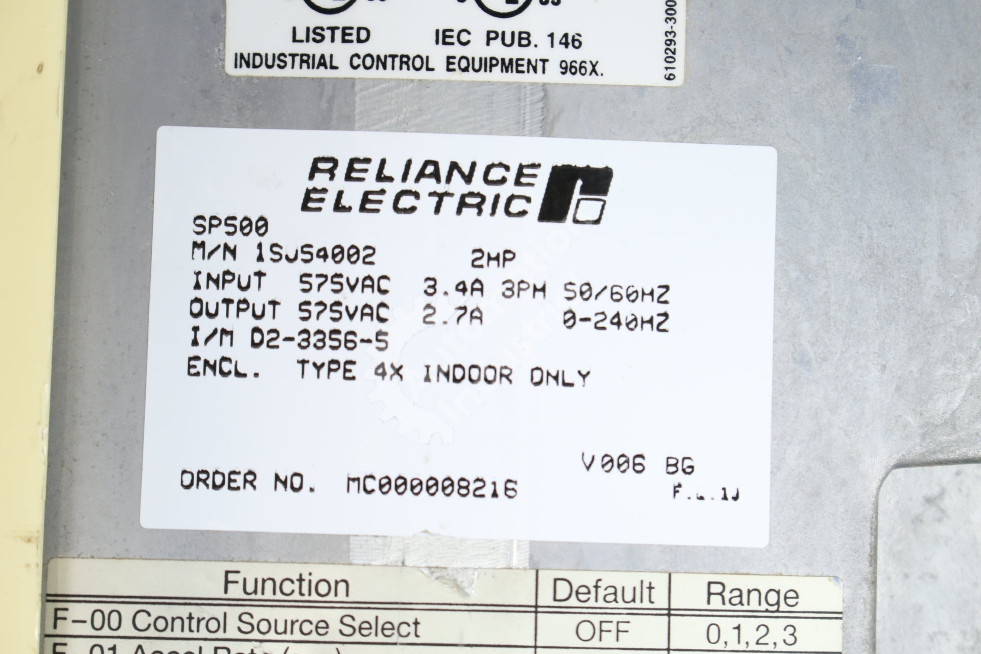 Reliance Electric 1SU54002 SP500 575VAC 2HP AC Drive