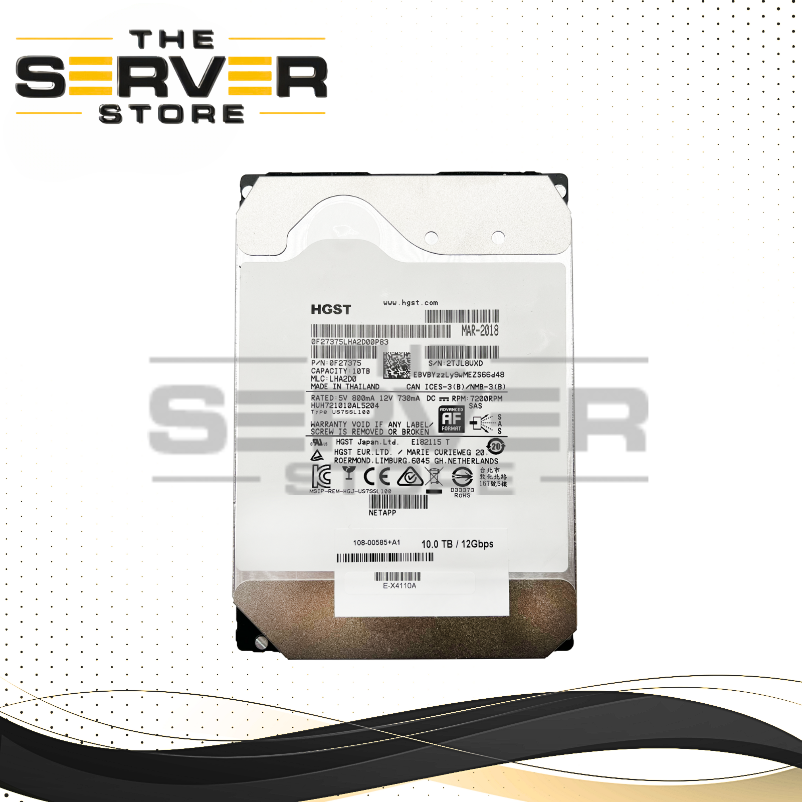 HGST 10TB SAS 12G 7.2K 3.5" HDD Ultrastar He10 (HC510) Series HUH721010AL5204