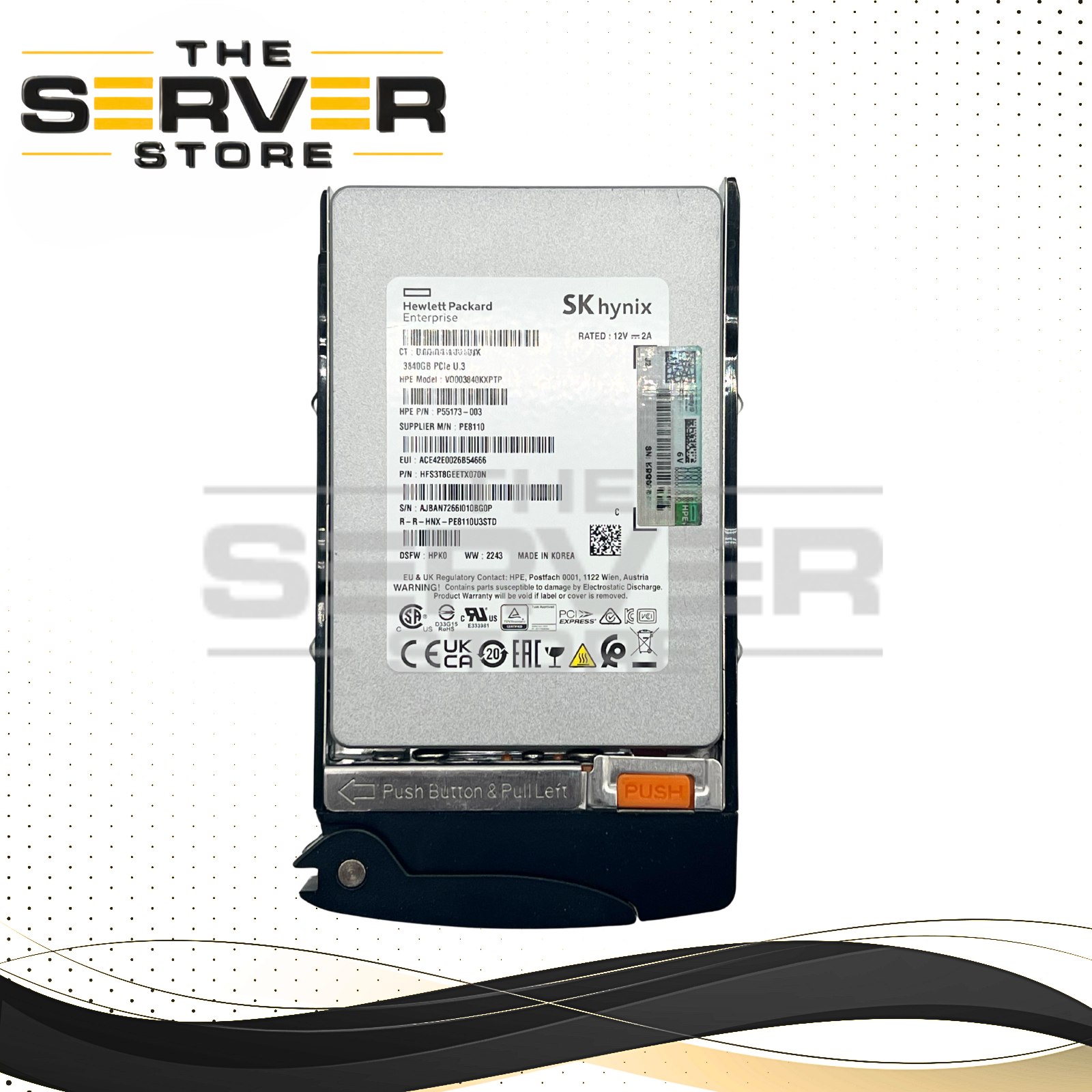 SK Hynix 3.84TB NVMe U.3 PCIe Gen 4.0 x4 RI SFF 2.5" 15mm SSD PE8110 Series for Supermicro Server with Tray