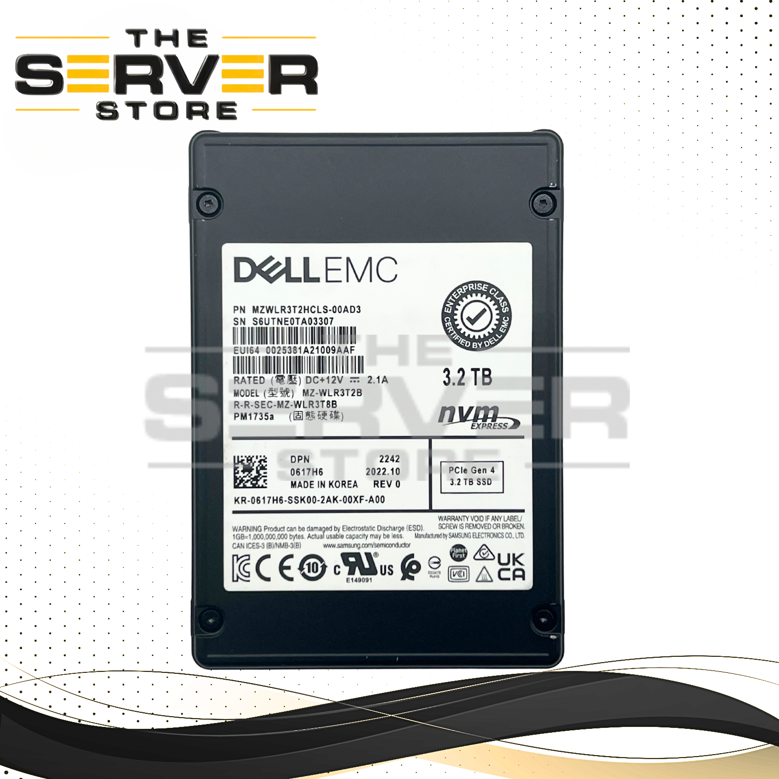 Dell EMC 3.2TB NVMe U.3 G4 x8 MU 2.5 SSD Samsung PM1735a MZ-WLR3T2B 0617H6 617H6