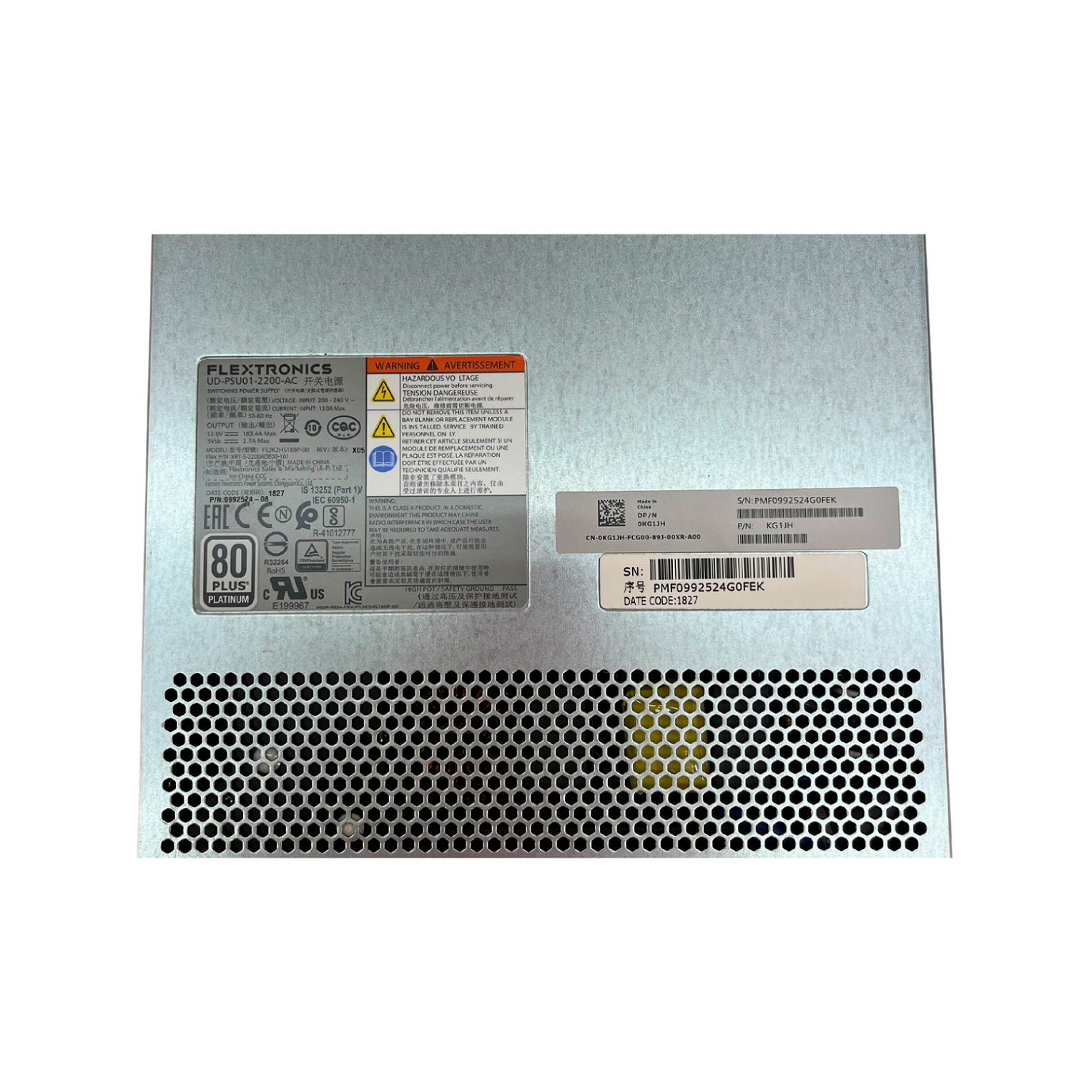 UD-PSU01-2200-AC DELL Part KG1J Switching Power Supply KG1JH