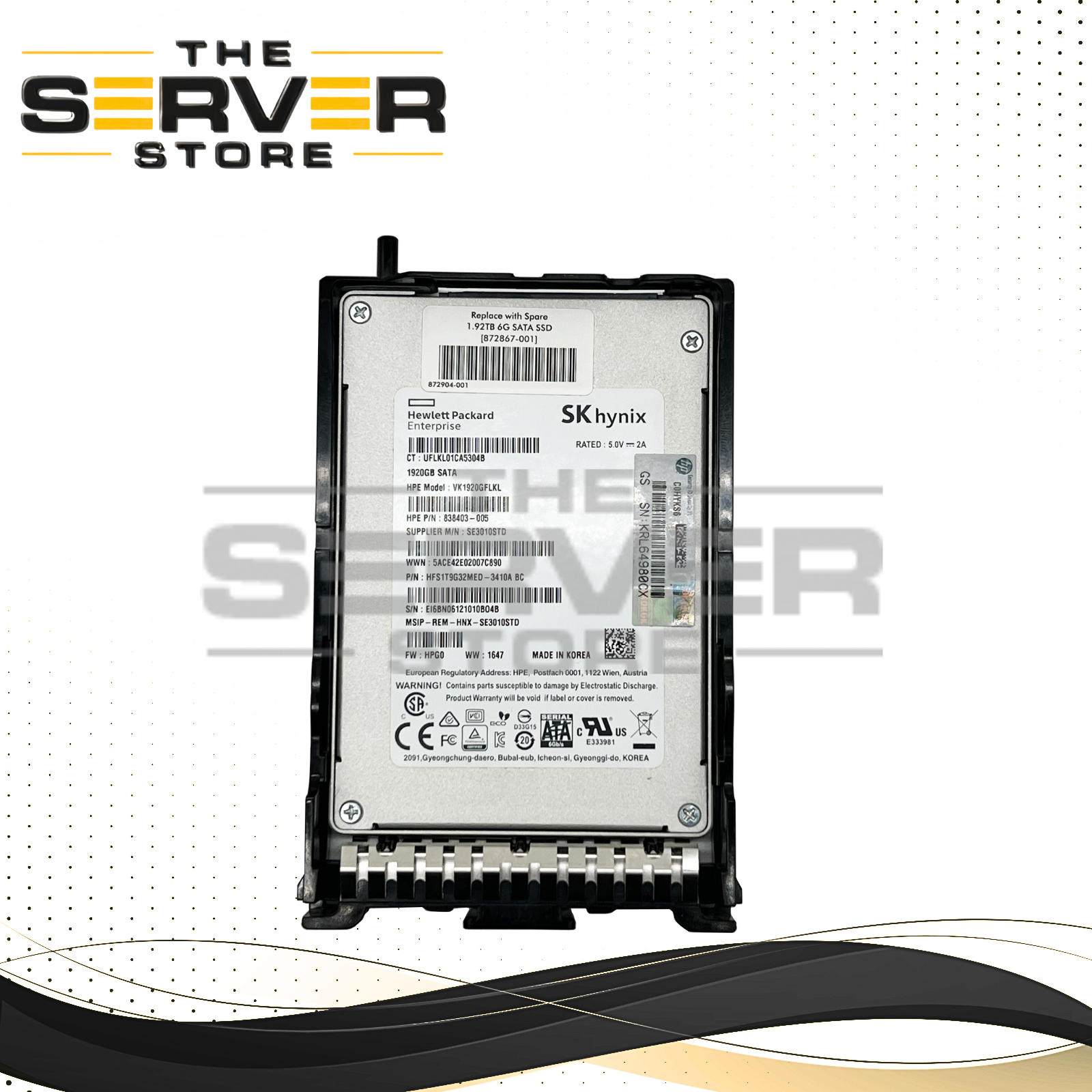 HPE 1.92TB SATA 6G RI SFF TL 2.5" SSD 872867-001 872821-B21 872820-B21