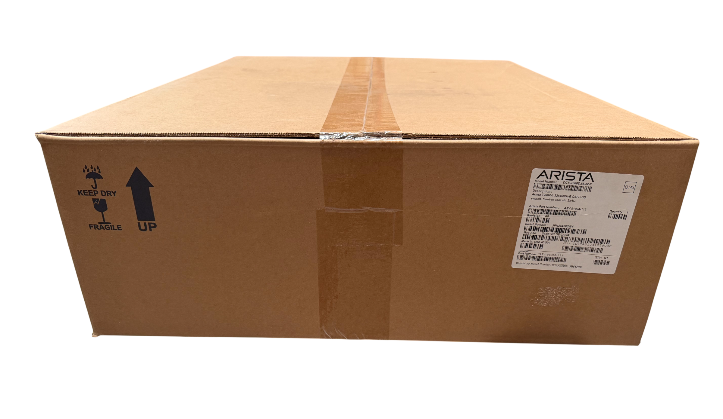 Arista DCS-7060DX4-32-F — 32x400GbE QSFP-DD 1RU Switch - New