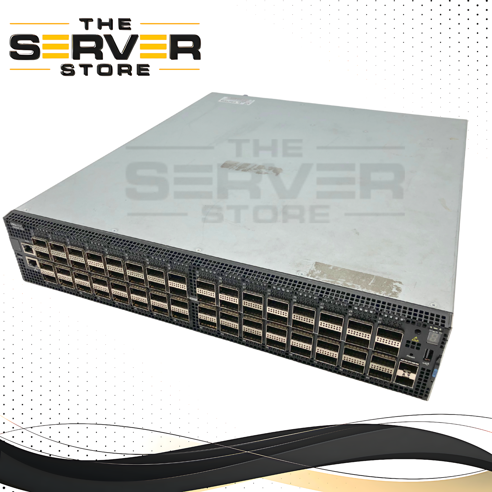 Dell EMC PowerSwitch Z9264F-ON E23W 1RU Data Center Switch. Featuring 64x 100GbE QSFP28 Ports, 2x 10GbE SFP+ Ports. Reverse Airflow. P/N: Z9264F-ON.