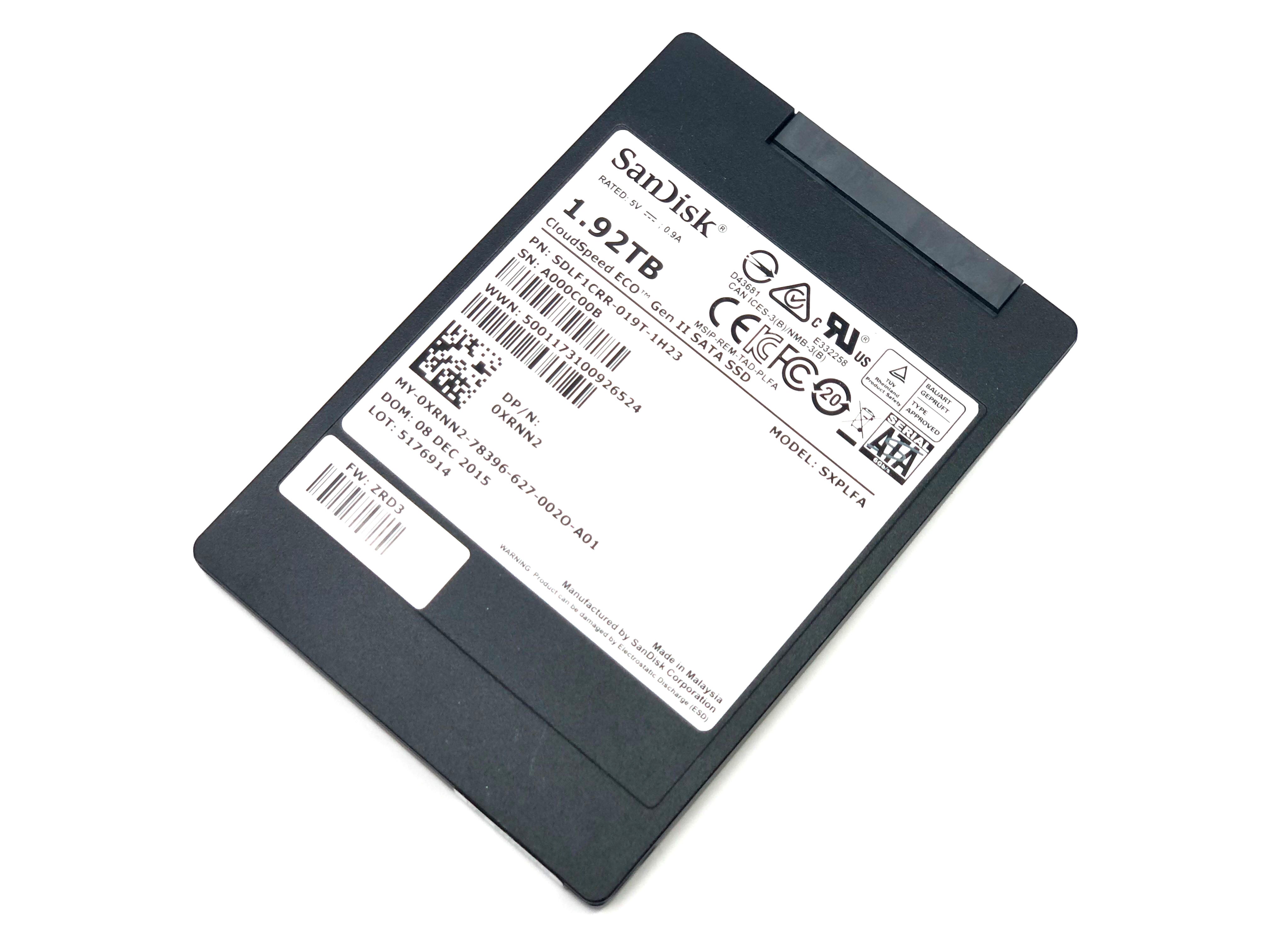 Dell 1.92TB SATA 6G SFF 2.5" SSD Sandisk SXPLFA 0XRNN2 XRNN2
