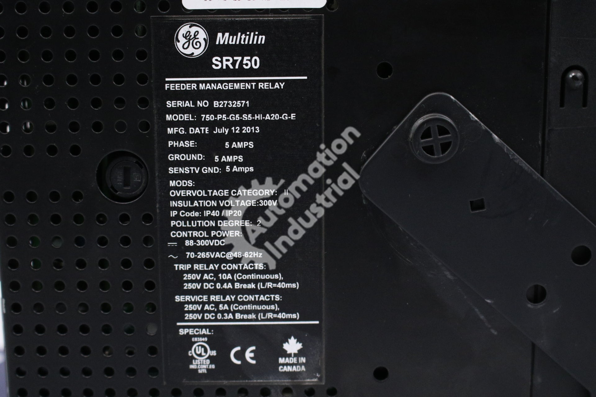 GE General Electric Multilin 750-P5-G5-S5-HI-A20-G-E Feeder Management Relay