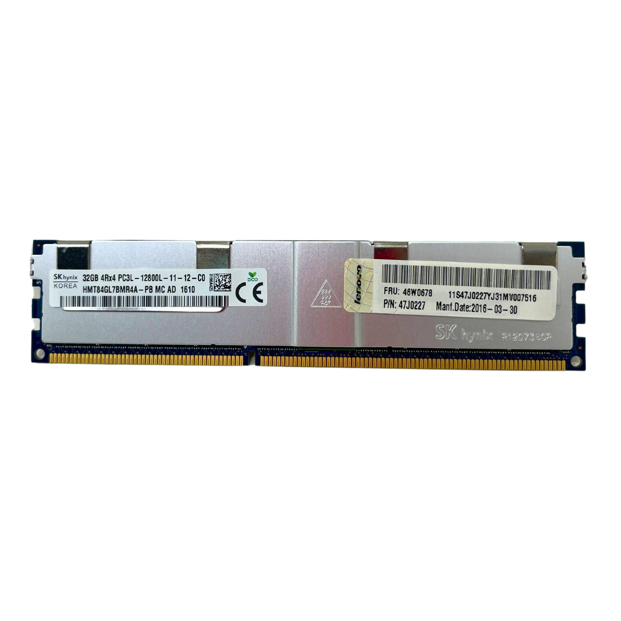 Lenovo 32GB 4Rx4 PC3L-12800L DDR3 ECC Registered Memory (HMT84GL7BMR4A-PB)