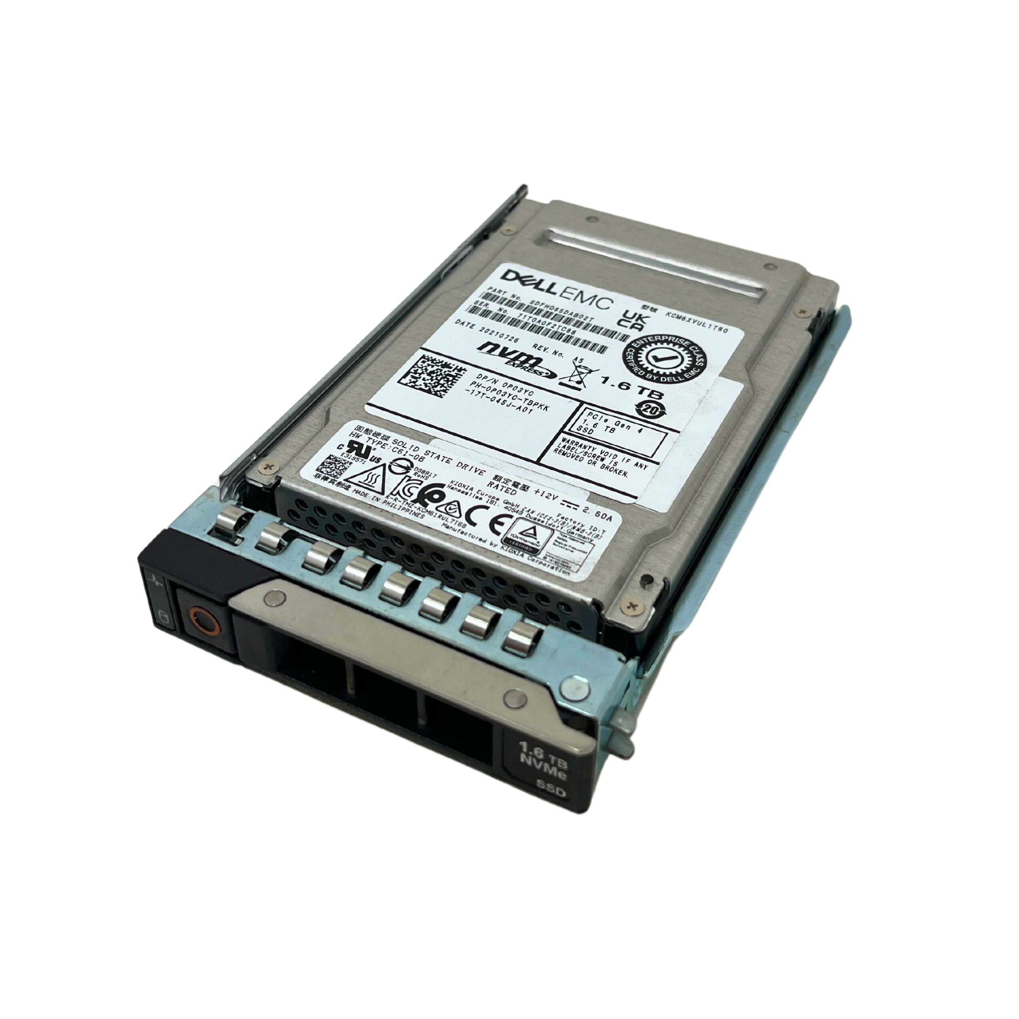 Dell 1.6TB PCIe Gen 4 NVMe 2.5" SSD KCM6XVUL1T60 0P03YC P03YC
