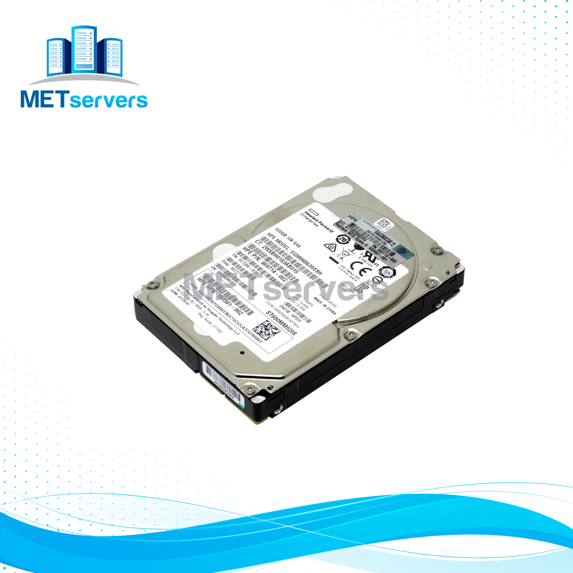 HP Enterprise 600GB 12Gbps 10K RPM SAS 2.5'' SFF HDD Hard Drive (ST600MM0208)