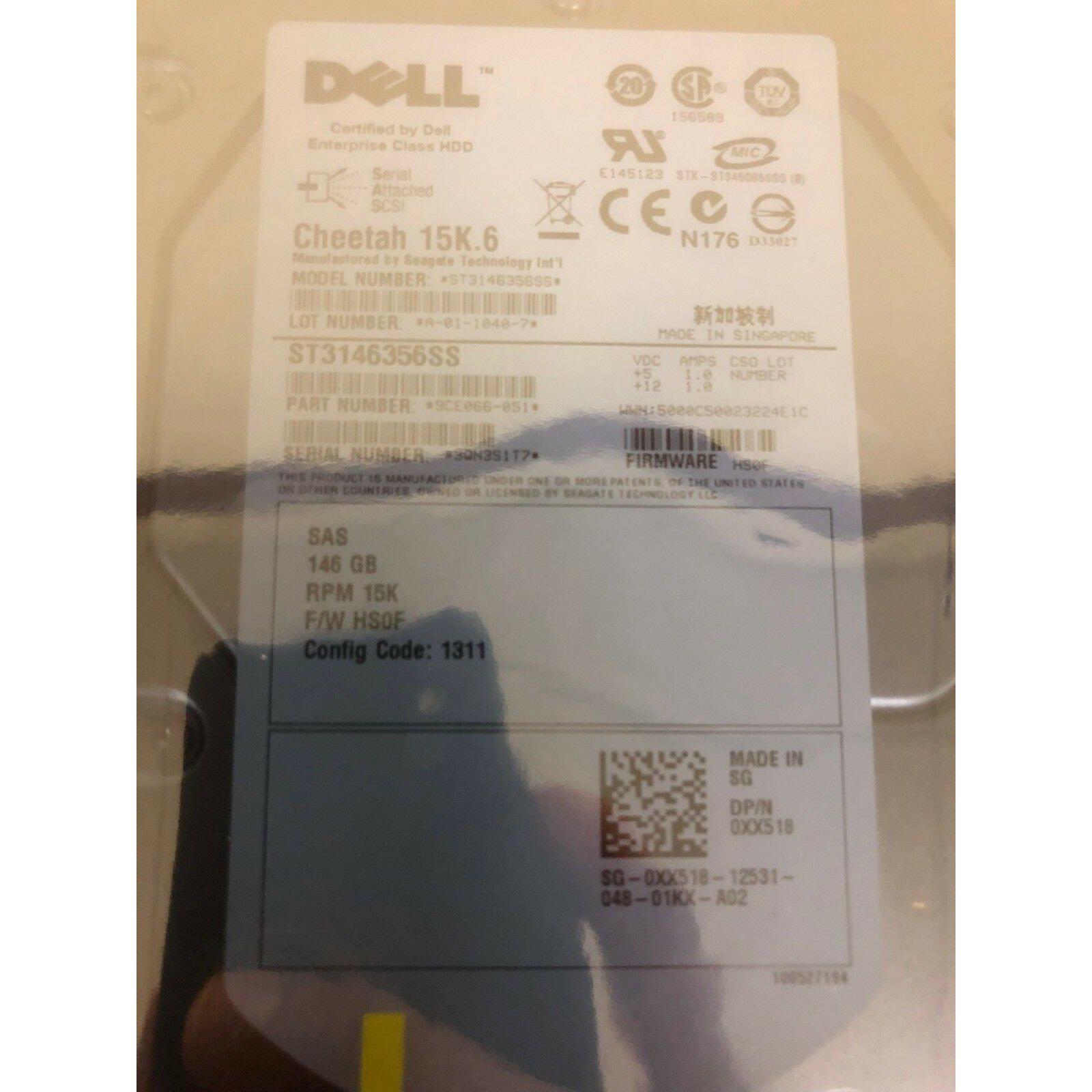 DELL 9CE066-051 Cheetah 15K.6 SAS 146 GB 3.5 " HDD Server Hard Drive-FoxTI
