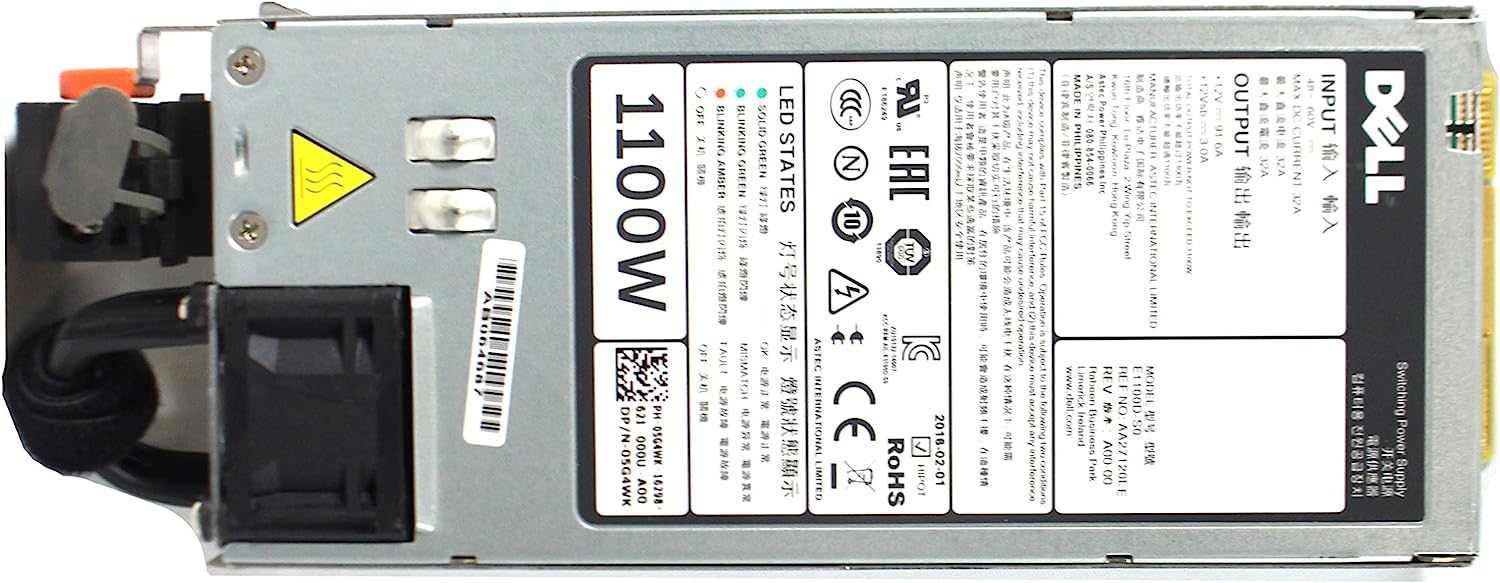 Fuente de alimentación redundante de CC de 1100 W para servidor R520 PN: C7JTF Y1MGX 5G4WK