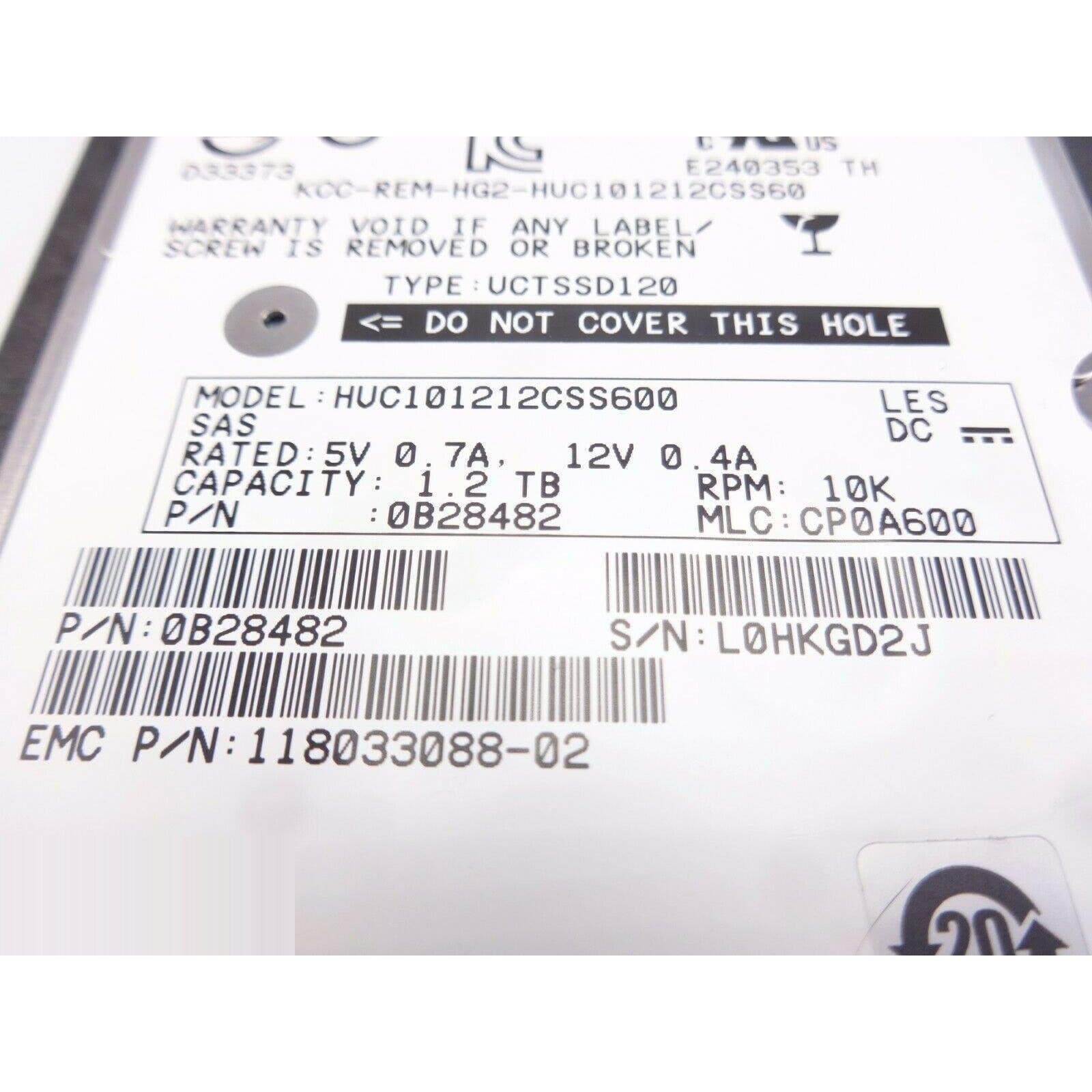 EMC 118033088-02 1.2TB 10K 6Gbps 2.5" SAS Small Form Factor Hard Drive with tray-FoxTI