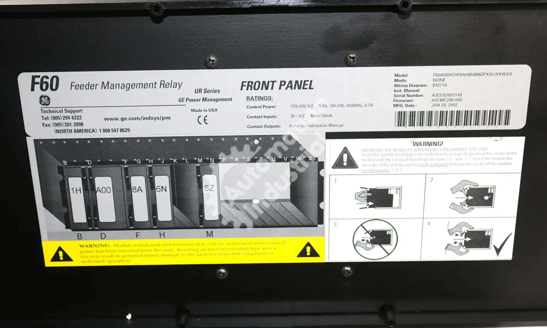 F60A00HCHF8AH6NM8ZPXXUXXWXX GE Multilin Digital Feeder Mgmt Relay (No Modules)