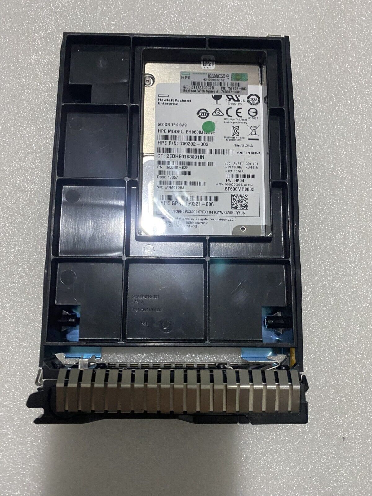 HD 765424-B21 600GB 15K 12G SAS SFF HDD de 3,5 pulgadas con Smart Carrier 765867-001 888182854433
