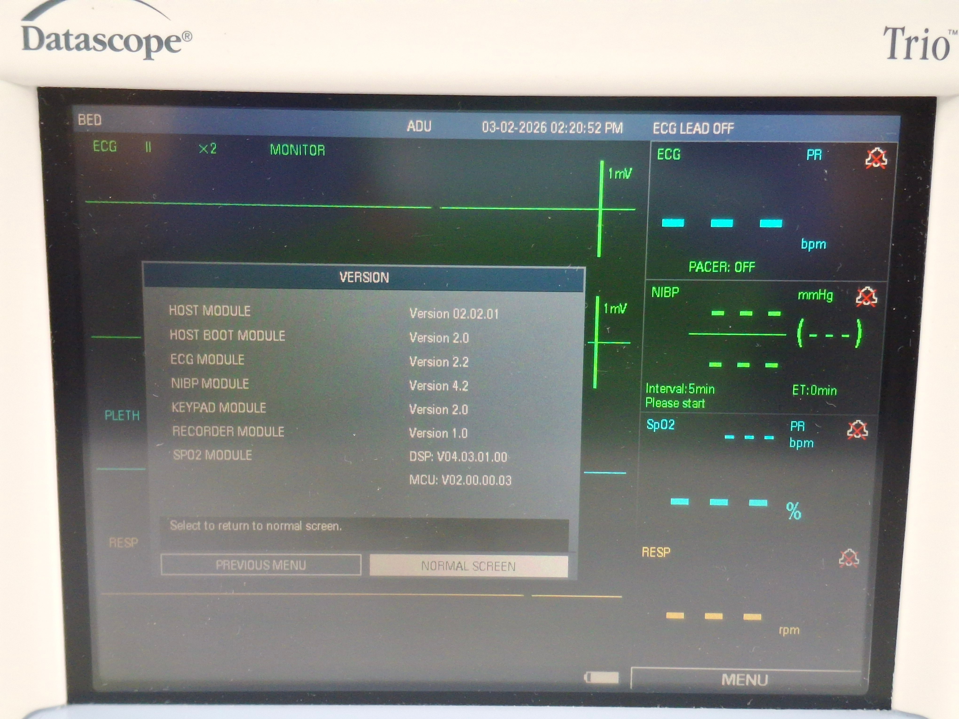 Datascope Trio Patient Monitor