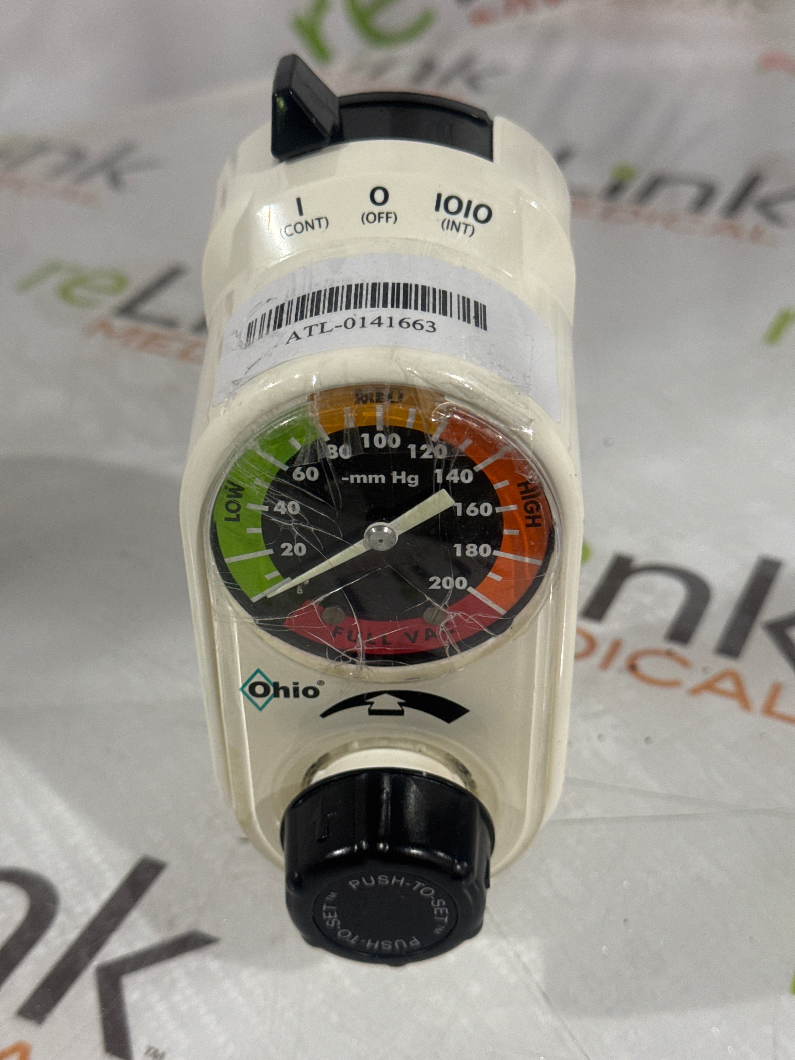 Ohio Medical Corporation Push to Set Vacuum Regulator