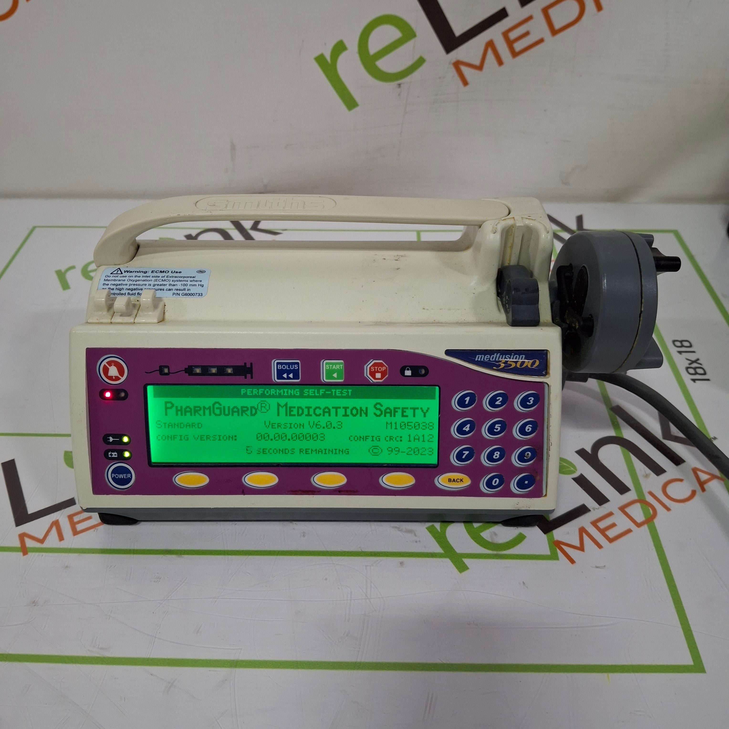 Smiths Medical Medfusion 3500 Version 6 Syringe Infusion Pump