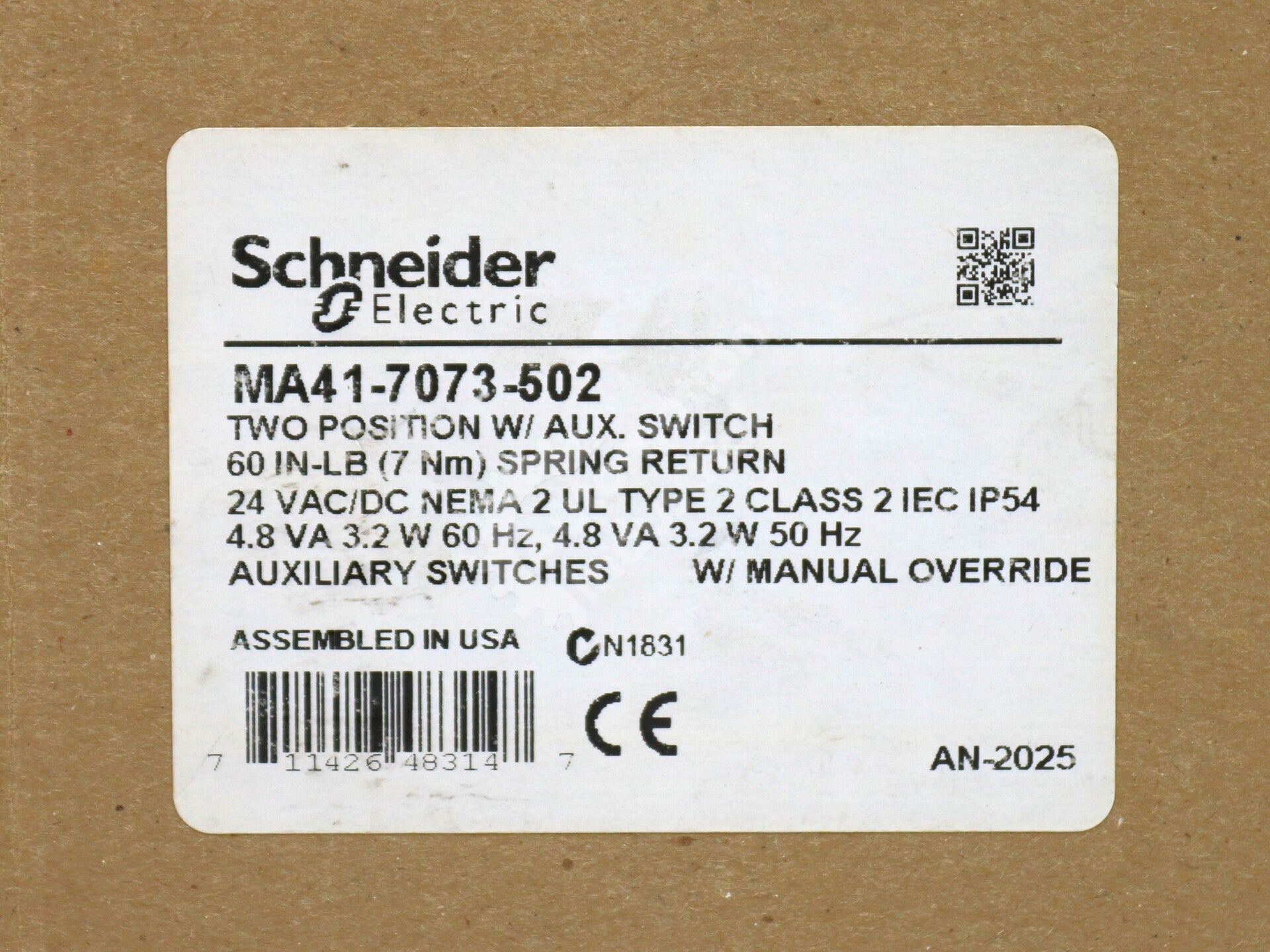 MA41-7073-502 By Schneider Electric 7Nm Two-Position Aux. Switch Actuator NSFP