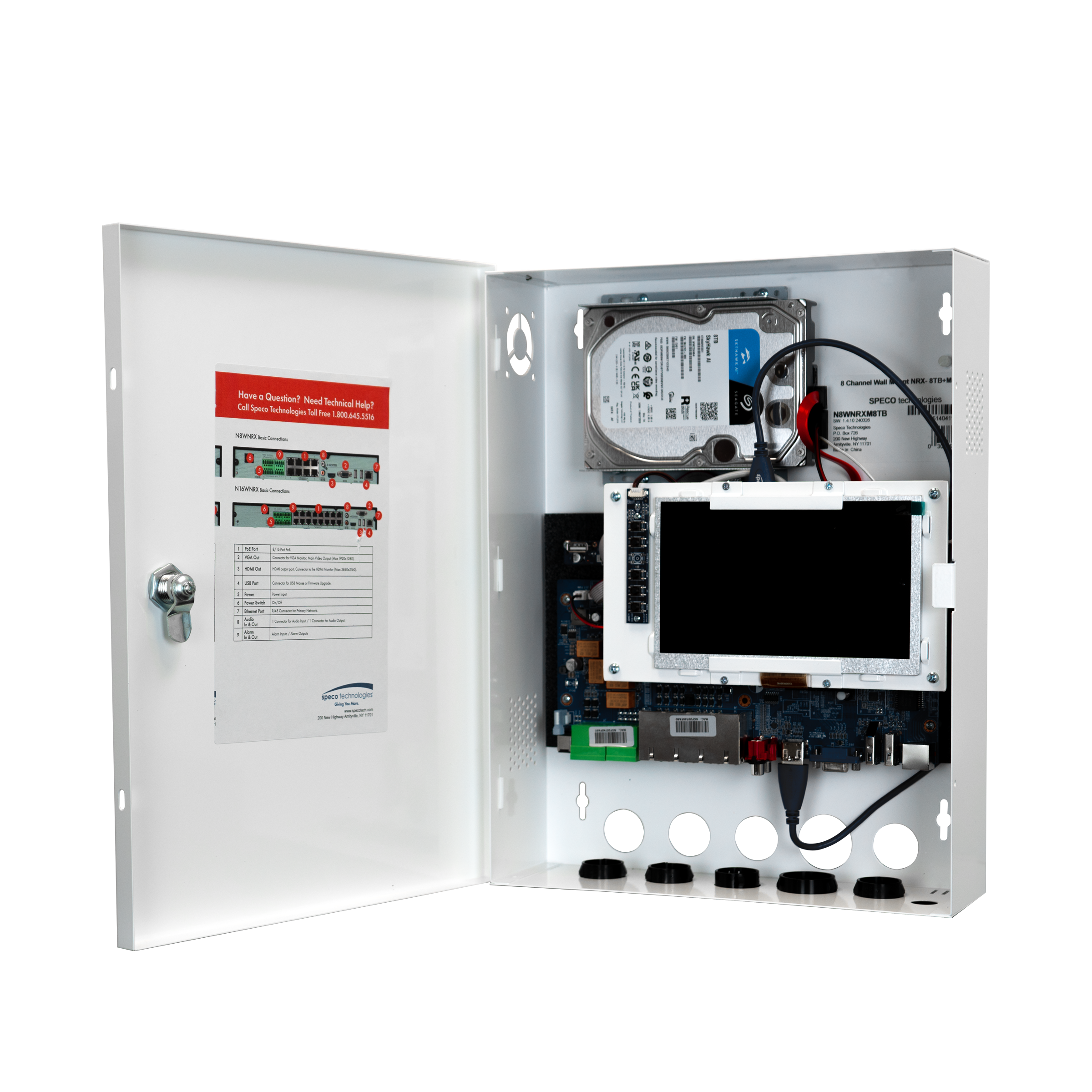 Speco Technologies N8WNRXM2TB 8 Channel Wall Mount NRX- 2TB+Monitor