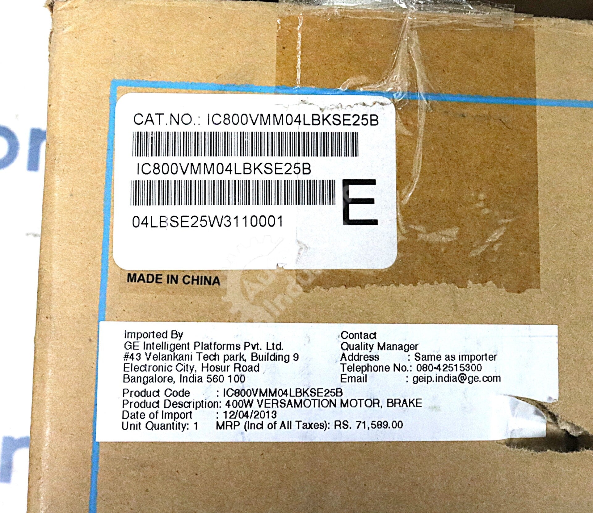IC800VMM04LBKSE25 By GE Fanuc IC800VMM04LBKSE25B VersaMotion Servo Motor NSFP