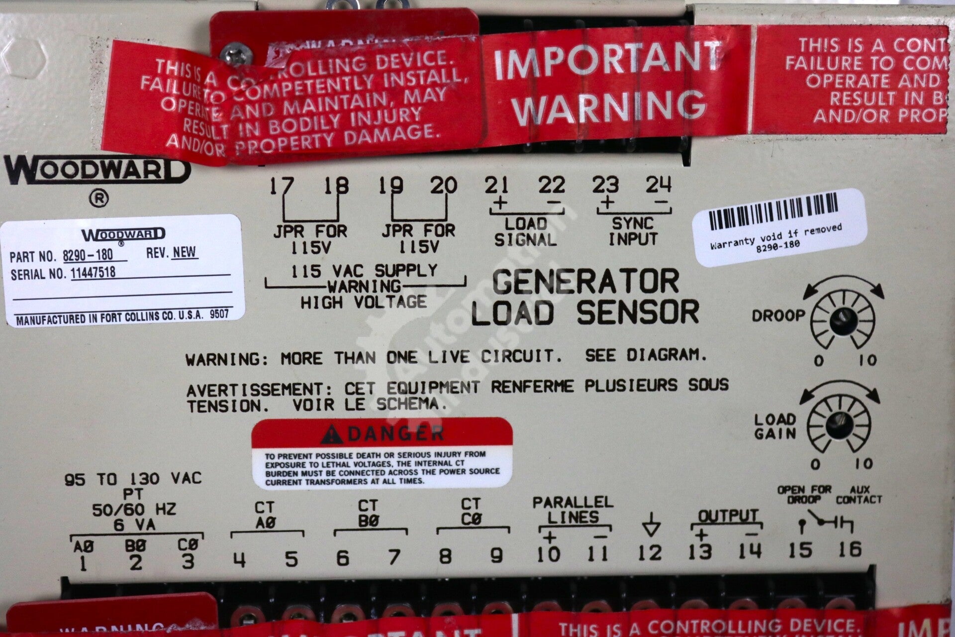 8290-180 By Woodward Generator Load Sensor New Surplus No Box