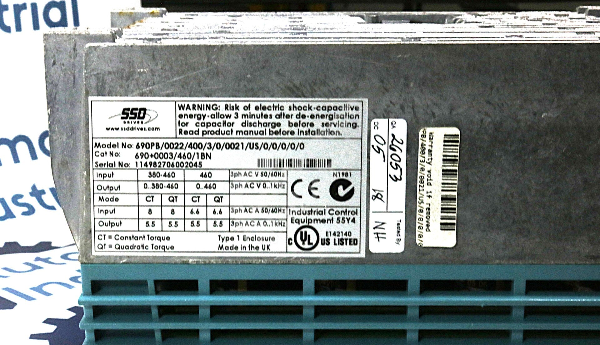 Eurotherm 690PB/0022/400/3/0/0021/US/0/0/0/0/0 380-460V 3Phase AC 690+ Drives