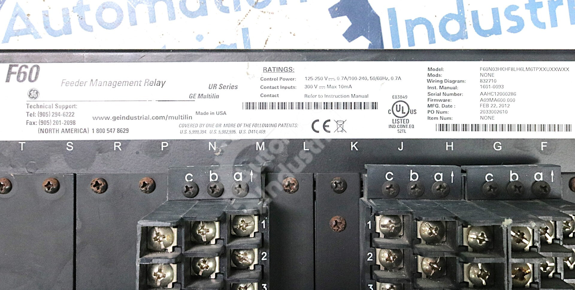 F60N03HKHF8LH6LM6TPXXUXXWXX By GE Multilin Feeder Management Relay (No Modules)