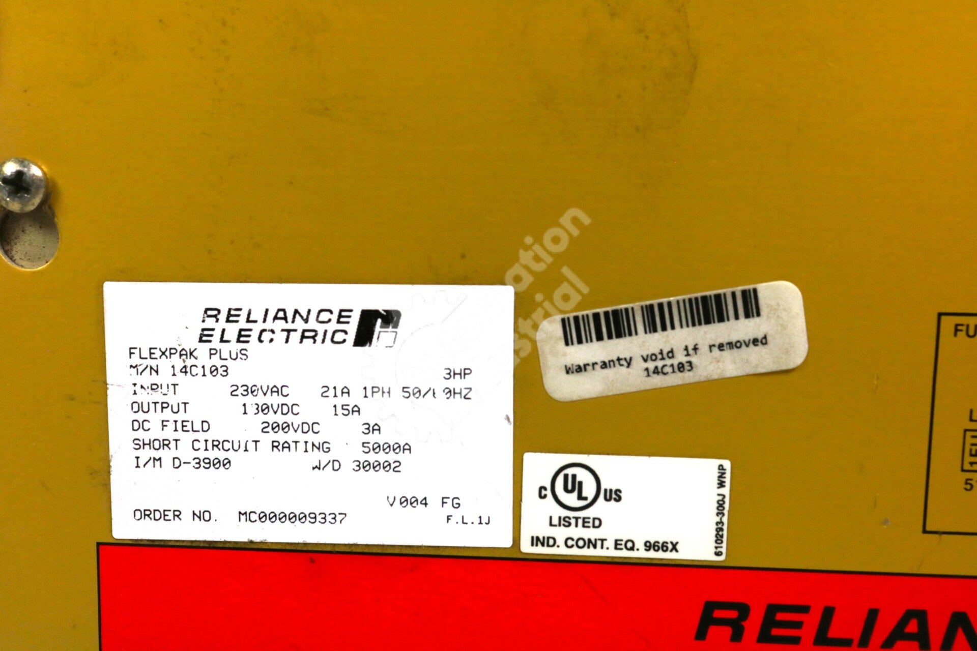 14C103 By Reliance Electric Flexpak Plus 3HP 1-Phase 230VAC VS Drive