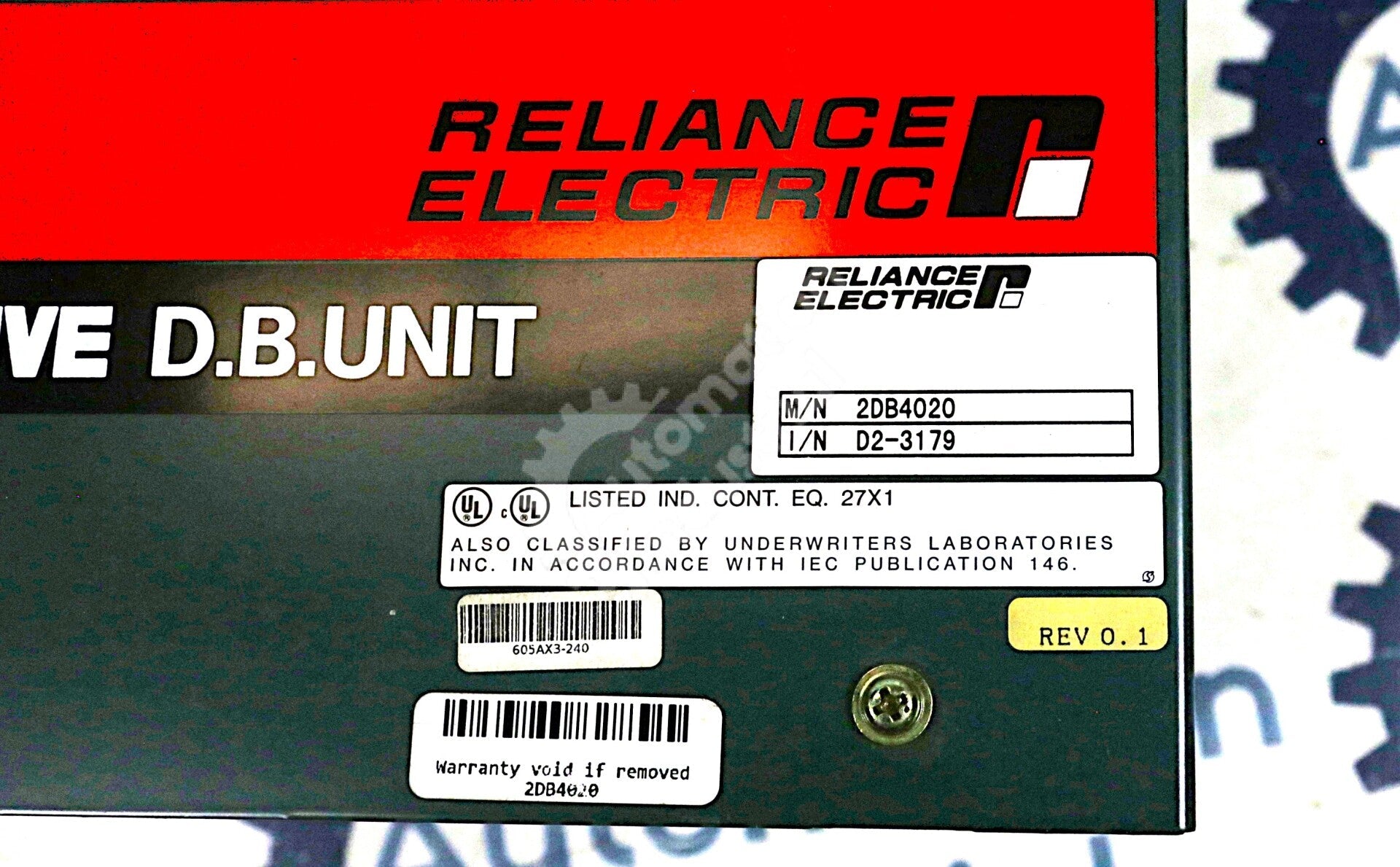 2DB4020 By Reliance Electric 460VAC 1600 Watt 15-20HP Dynamic Braking Kit