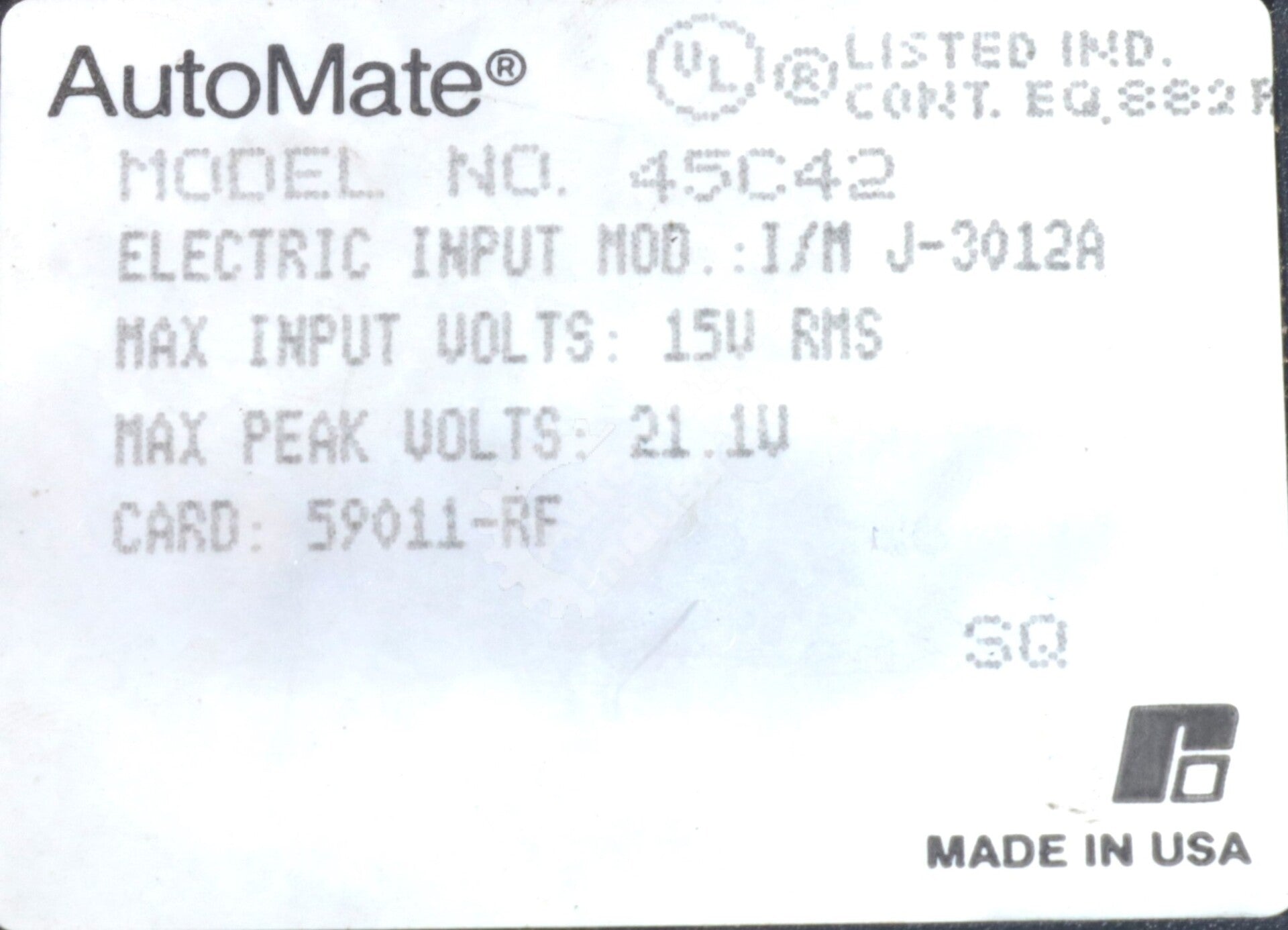 45C42 By Reliance Electric 15V Dual Electronic Input Module AutoMate