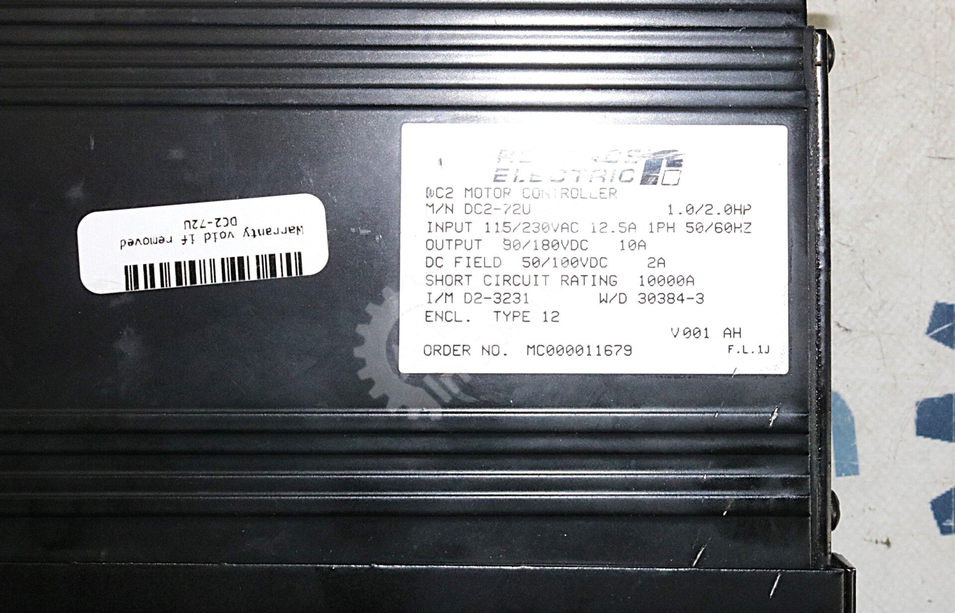 DC2-72U By Reliance Electric 115-230VAC 10AMP DC Motor Controller