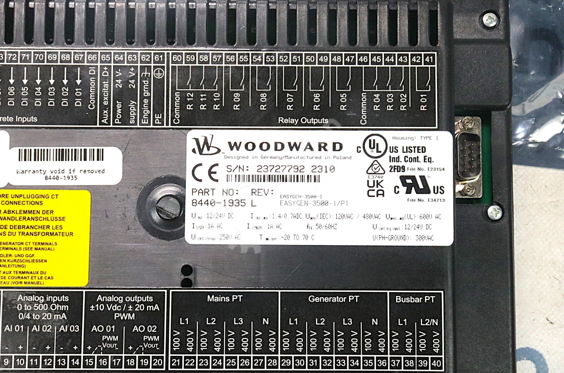 8440-1935 By Woodward EASYGEN-3500-1 12-24VDC Operator Interface