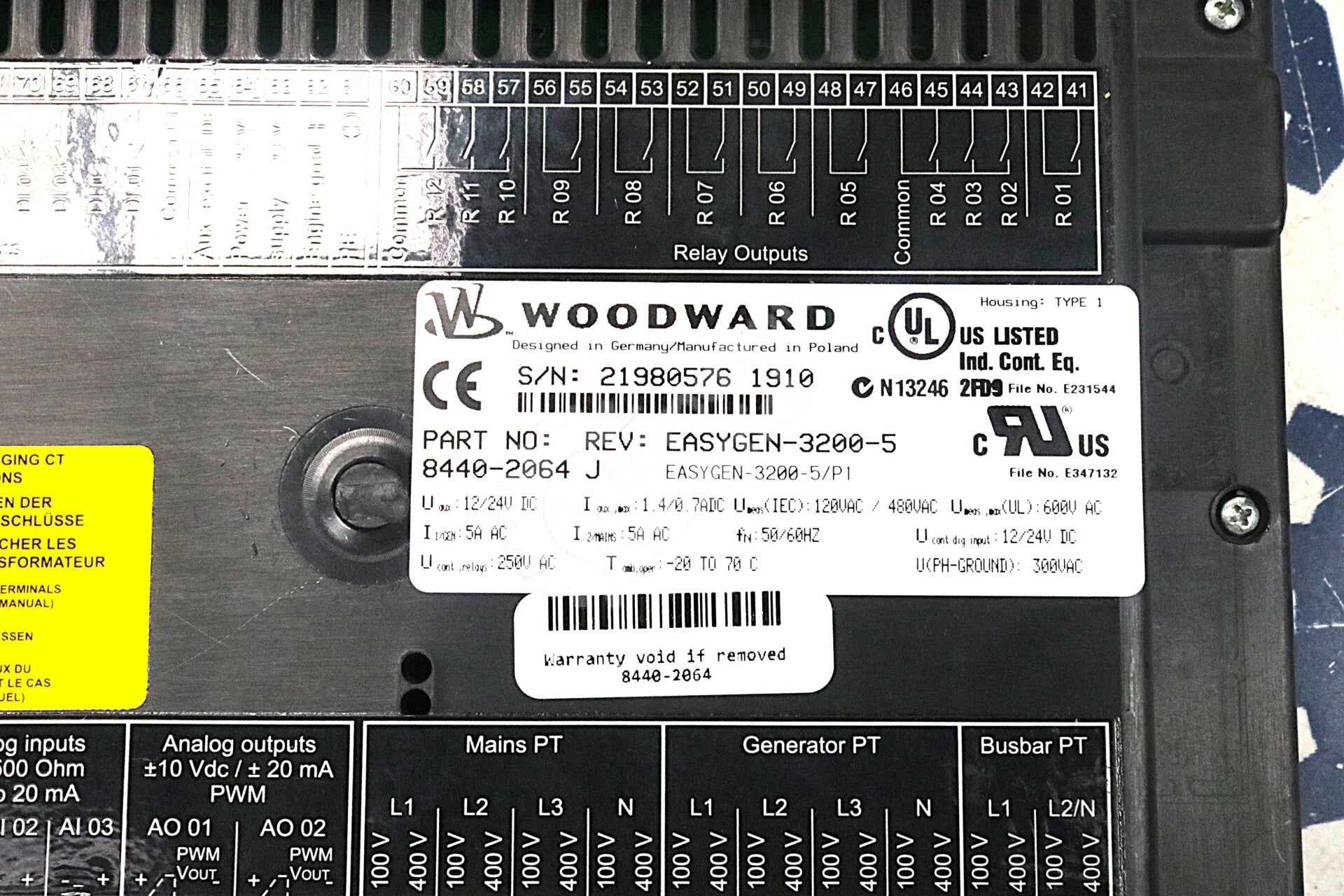 8440-2064 By Woodward EasyGen-3200-512-24VDC Genset Controller Panel