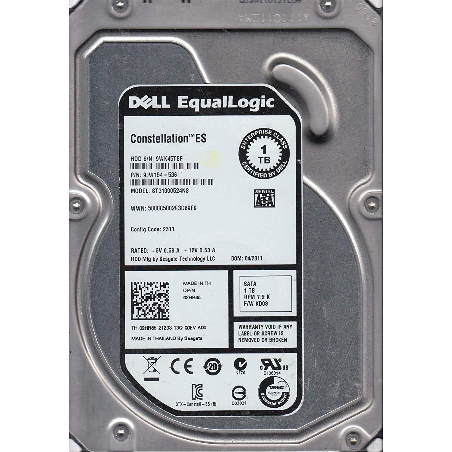 ST31000524NS, 9WK, KRATSG, PN 9JW154-536, FW KD03, Dell 1TB SATA 3.5 Hard Drive-FoxTI