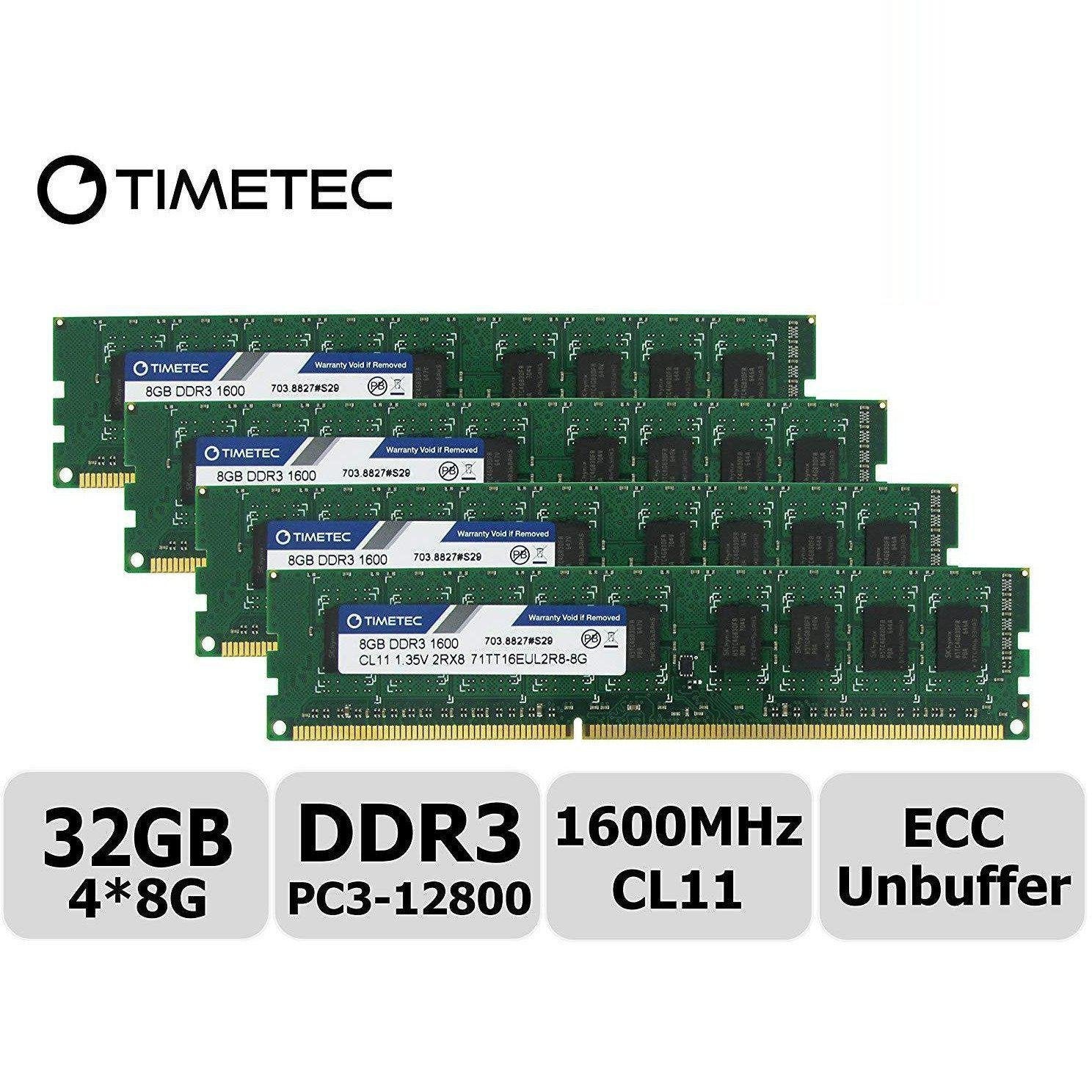 Timetec Hynix IC 8GB DDR3L 1600MHz PC3-12800 Unbuffered ECC 1.35V CL11 2Rx8 Dual Rank 240 Pin UDIMM Server Memory Ram Module Upgrade (8GB)-FoxTI