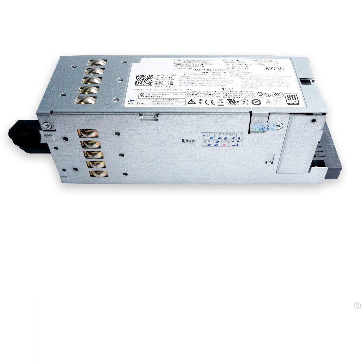 YFG1C 870W Server Power Supply for Dell PowerEdge R710 T610 for Dell PowerVault NX3000 DL2100 Compatible Part Number 3257W D263K 7NVX8 VT6G4 PT164 N870P-S0 NPS-885AB A870P-00-FoxTI