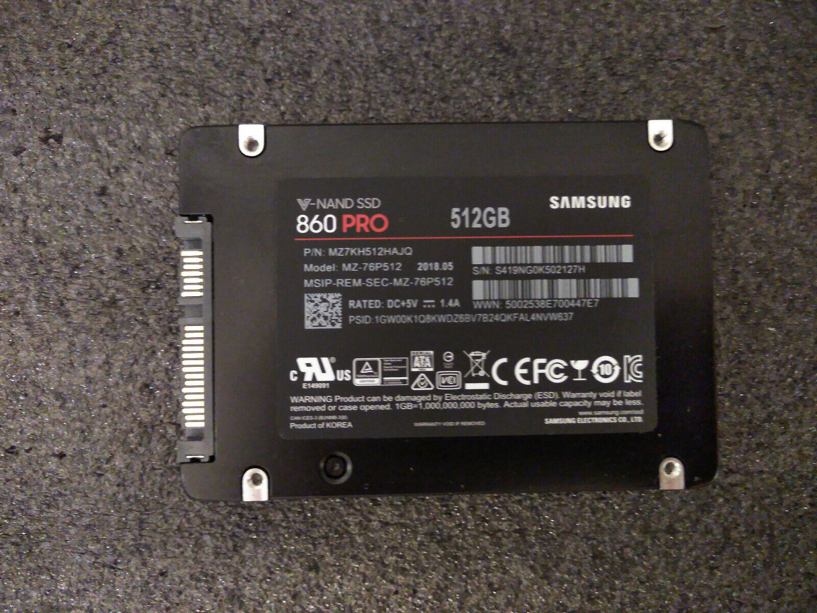 Samsung 860 Pro 512GB 6Gbps SATA III 2.5'' SSD Solid State Drive (MZ-76P512)