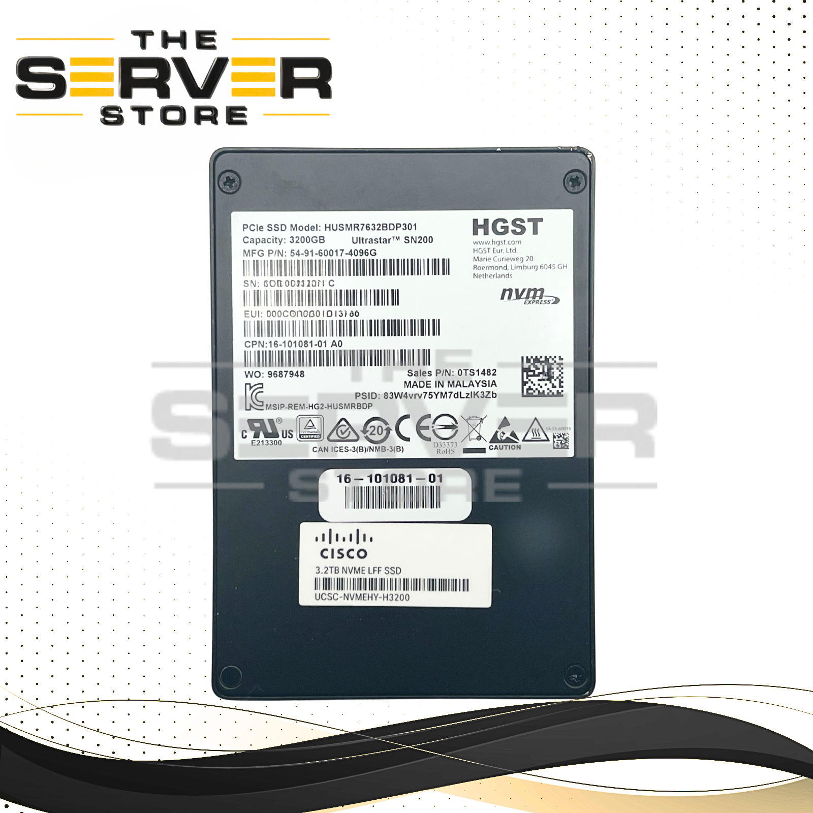 Cisco 3.2TB NVMe U.2 PCIe Gen 3.0 x4 HP SFF 2.5" SSD HGST Ultrastar SN200 16-101081-01 UCSC-NVMEHY-H3200