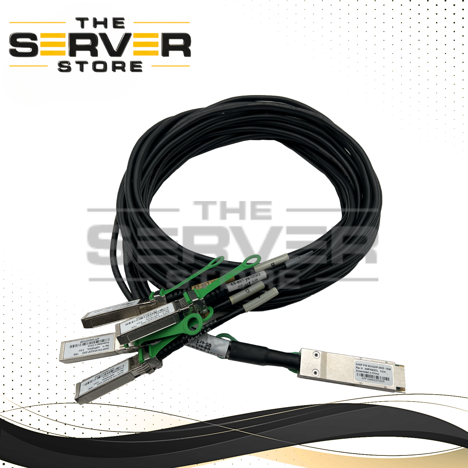 Amphenol AHSP 3M 100GB QSFP+ to 4xSFP+ 100GbE to 4x25GbE DAC Splitter NDAQGF-0003