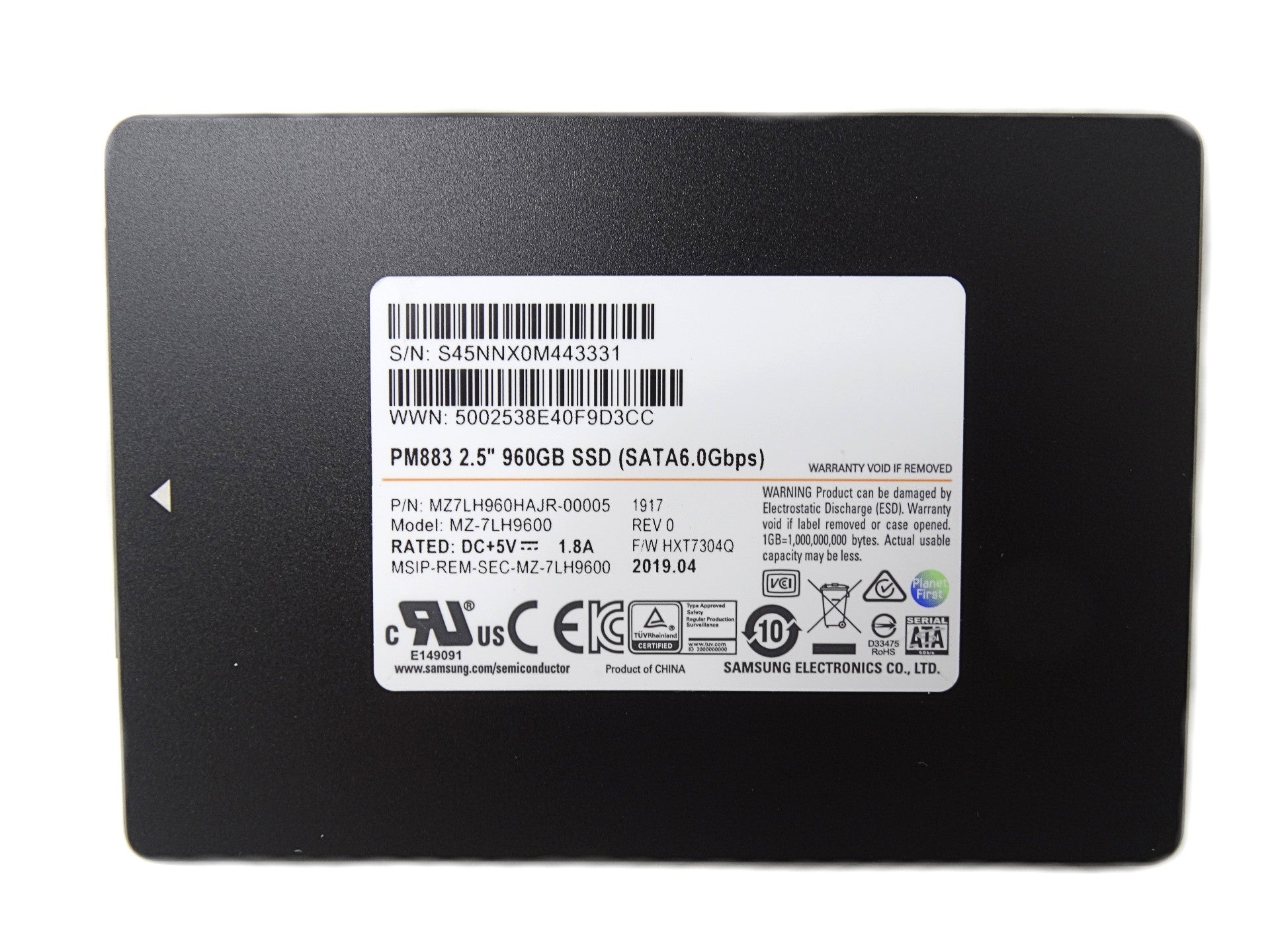 Samsung PM883 960GB 6Gbps SATA 2.5'' Solid State Drive MZ-7LH9600 SSD (MZ-7LH9600)