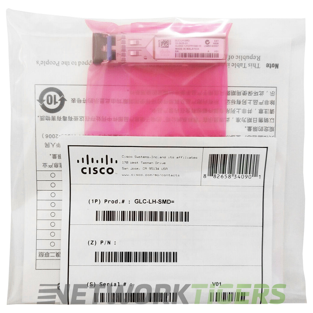 NEW Cisco GLC-LH-SMD 1GB BASE-LX/LH 1310nm 10km LC SMF SFP Transceiver