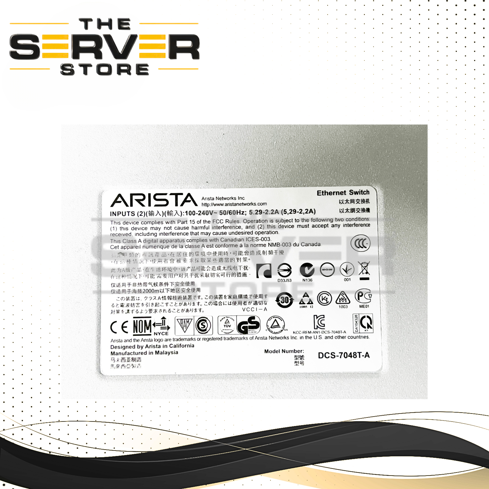 Arista 7048-A Series 48P 1GbE RJ45 + 4x 10GBE SFP+ Gigabit Switch DCS-7048T-A-R